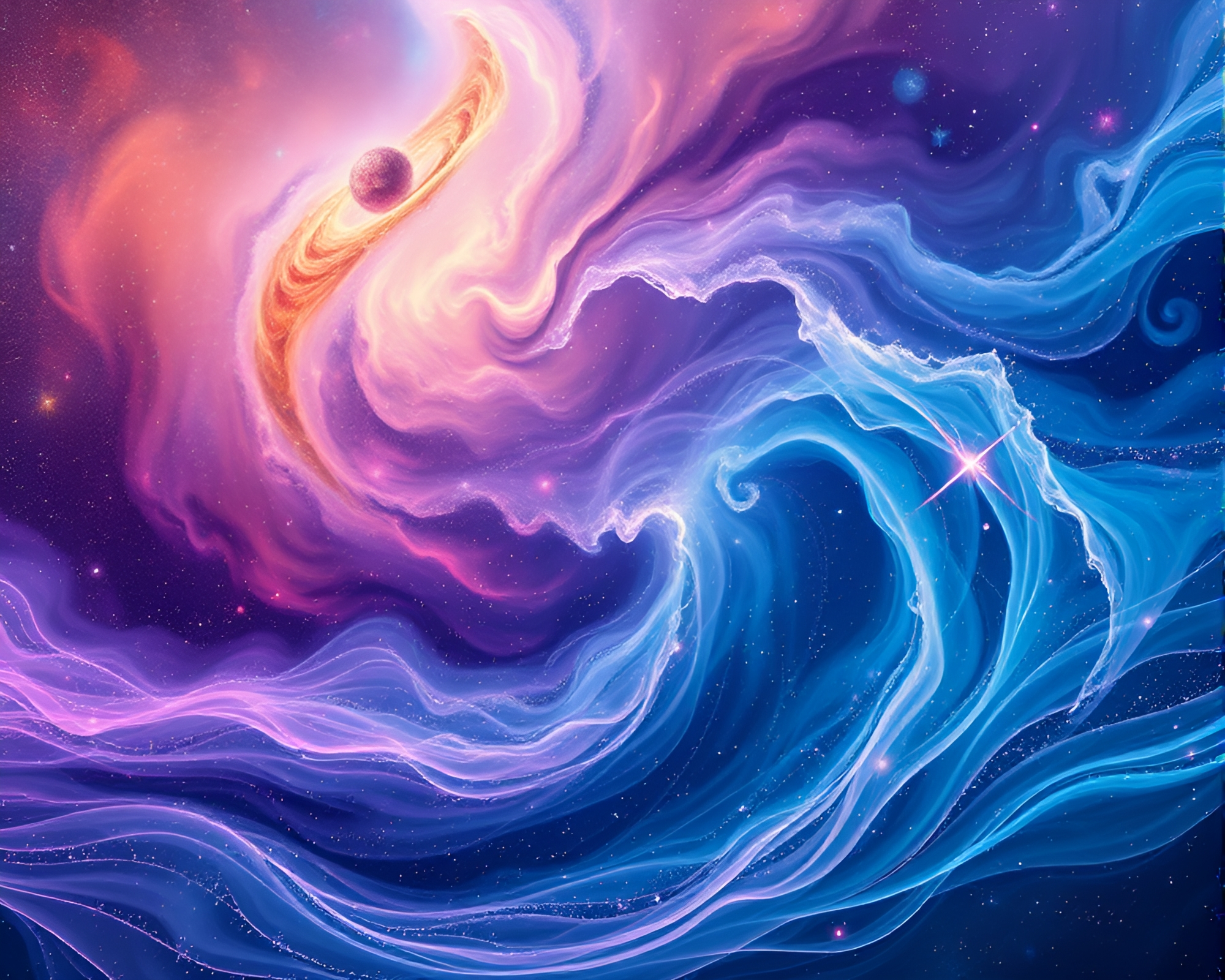 Ethereal Galaxy Swirls: Cosmic Art in Space – free AI stock image