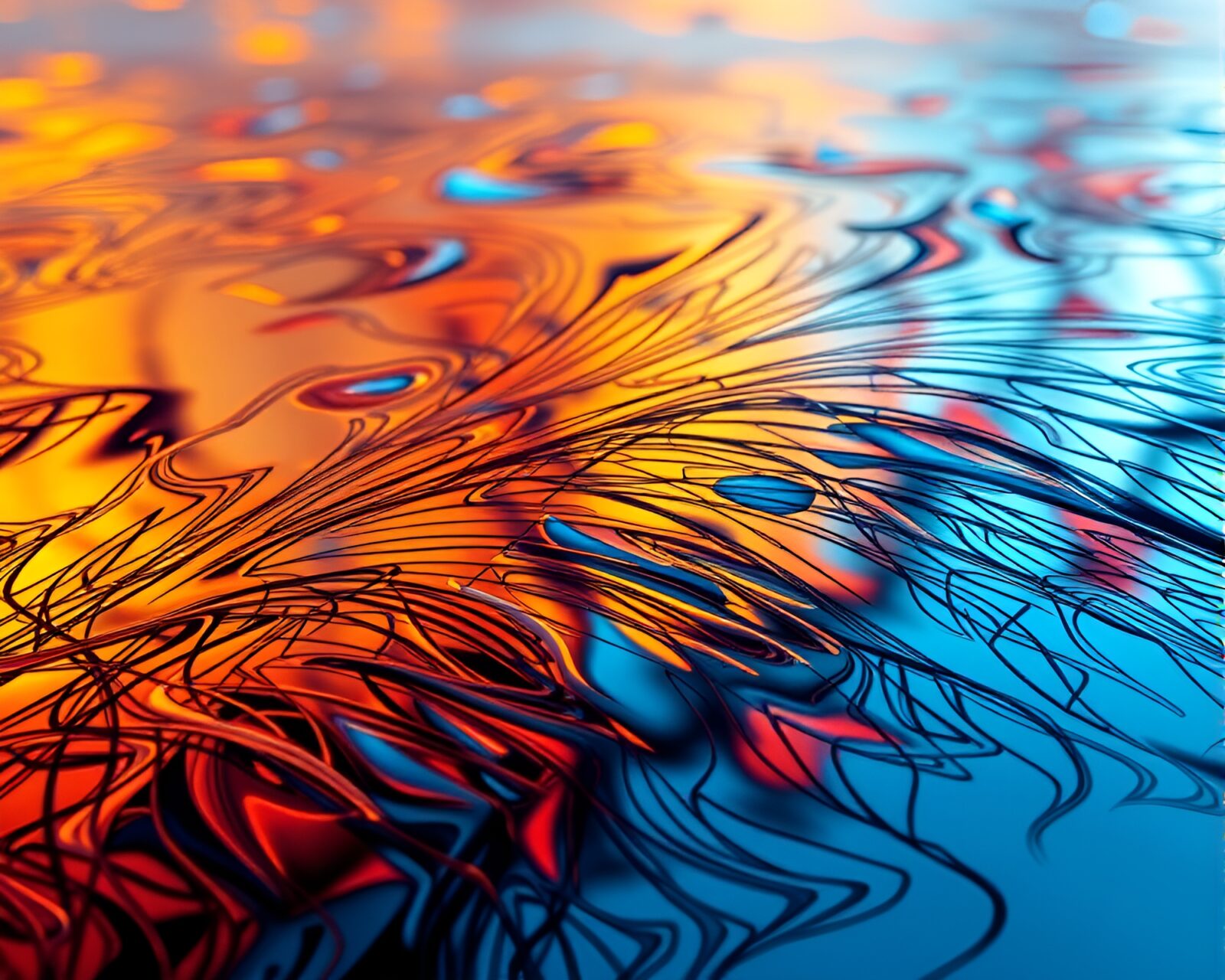 Intricate and vibrant abstract reflection creating windswept design