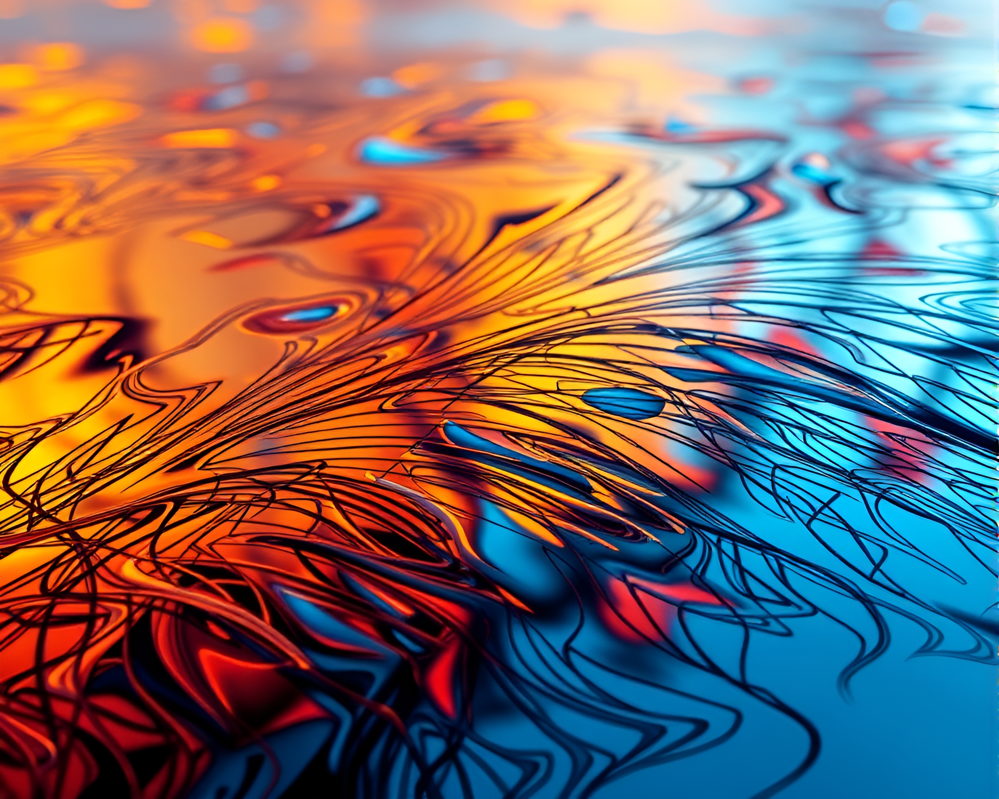 Visually Striking Abstract Reflections with windswept effect – free AI stock image
