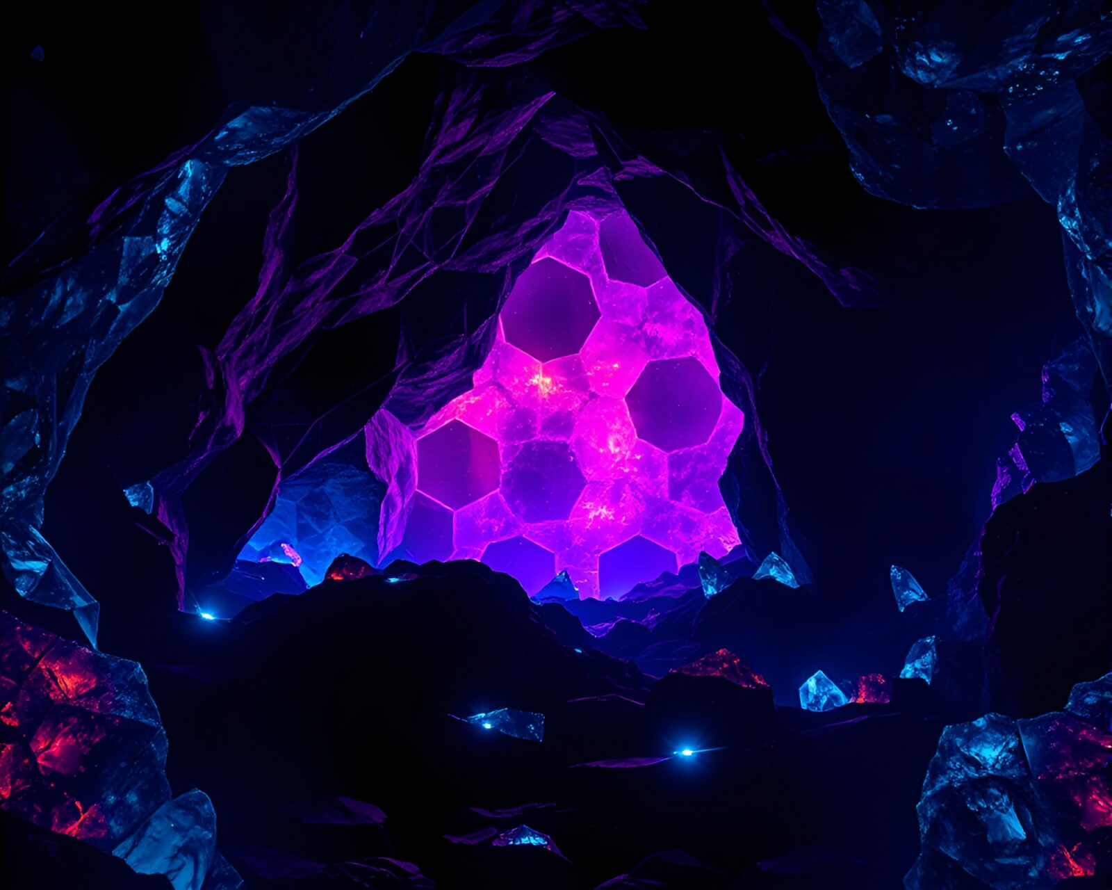 Mesmerizing and electrifying colors in a crystalline cavern