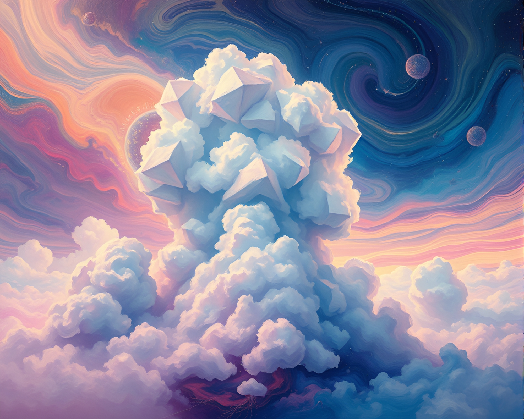 Ethereal Cosmic Cloudscape: Dreamy and Vibrant Impressionism – free AI stock image