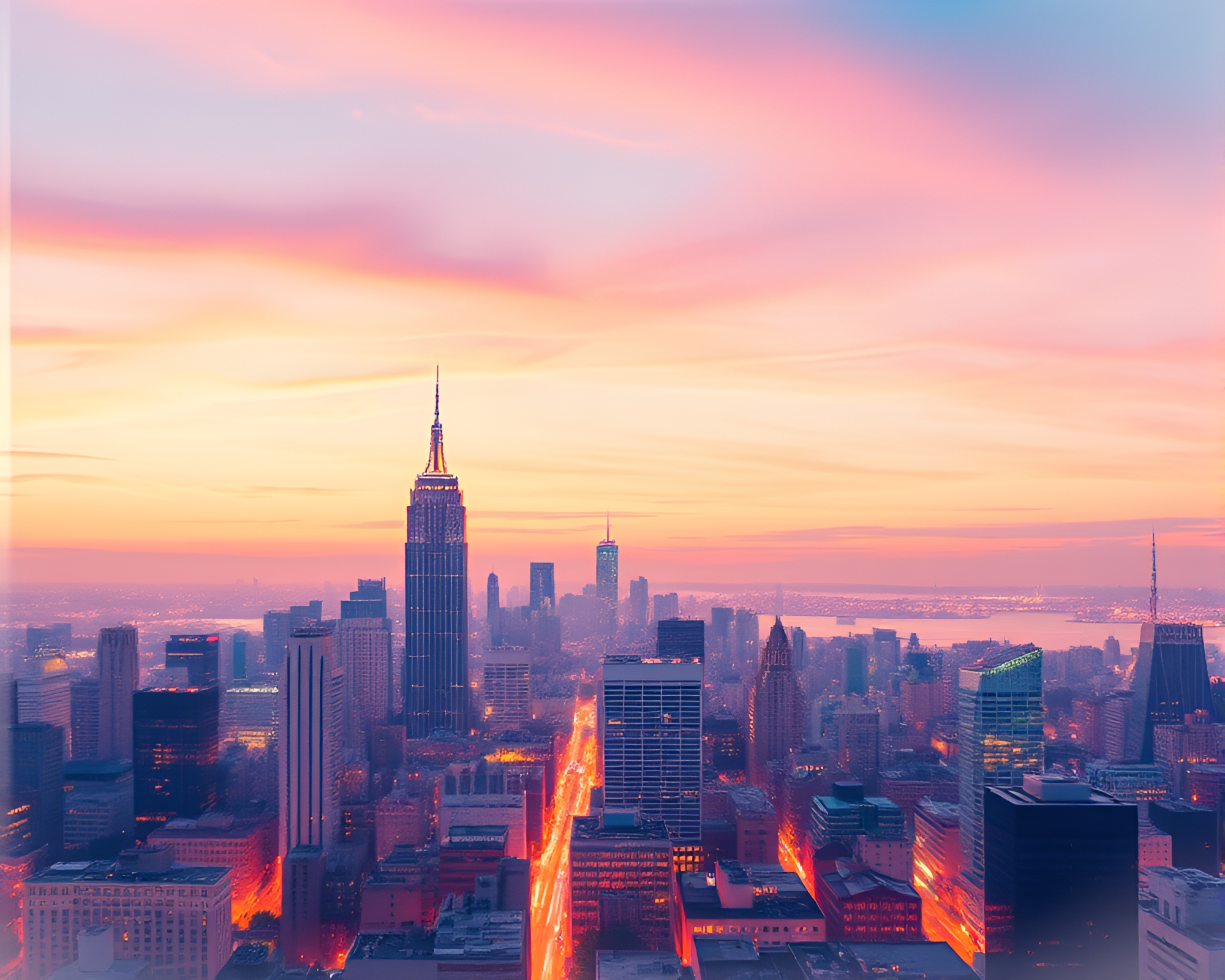 Twilight Cityscape in Pastel Watercolor Splendor – free AI stock image