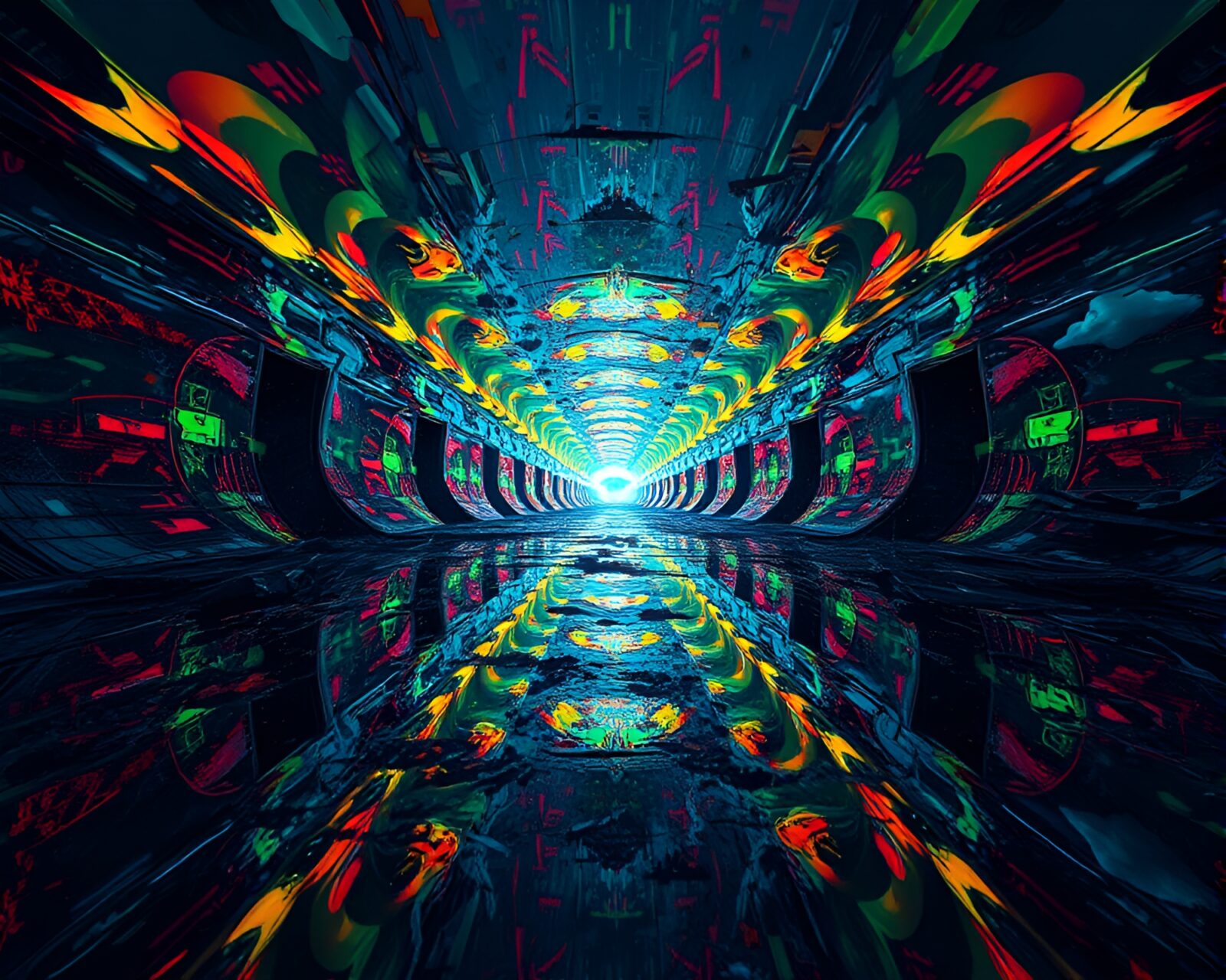 Abstract illustration showing reflections of a post-apocalyptic landscape