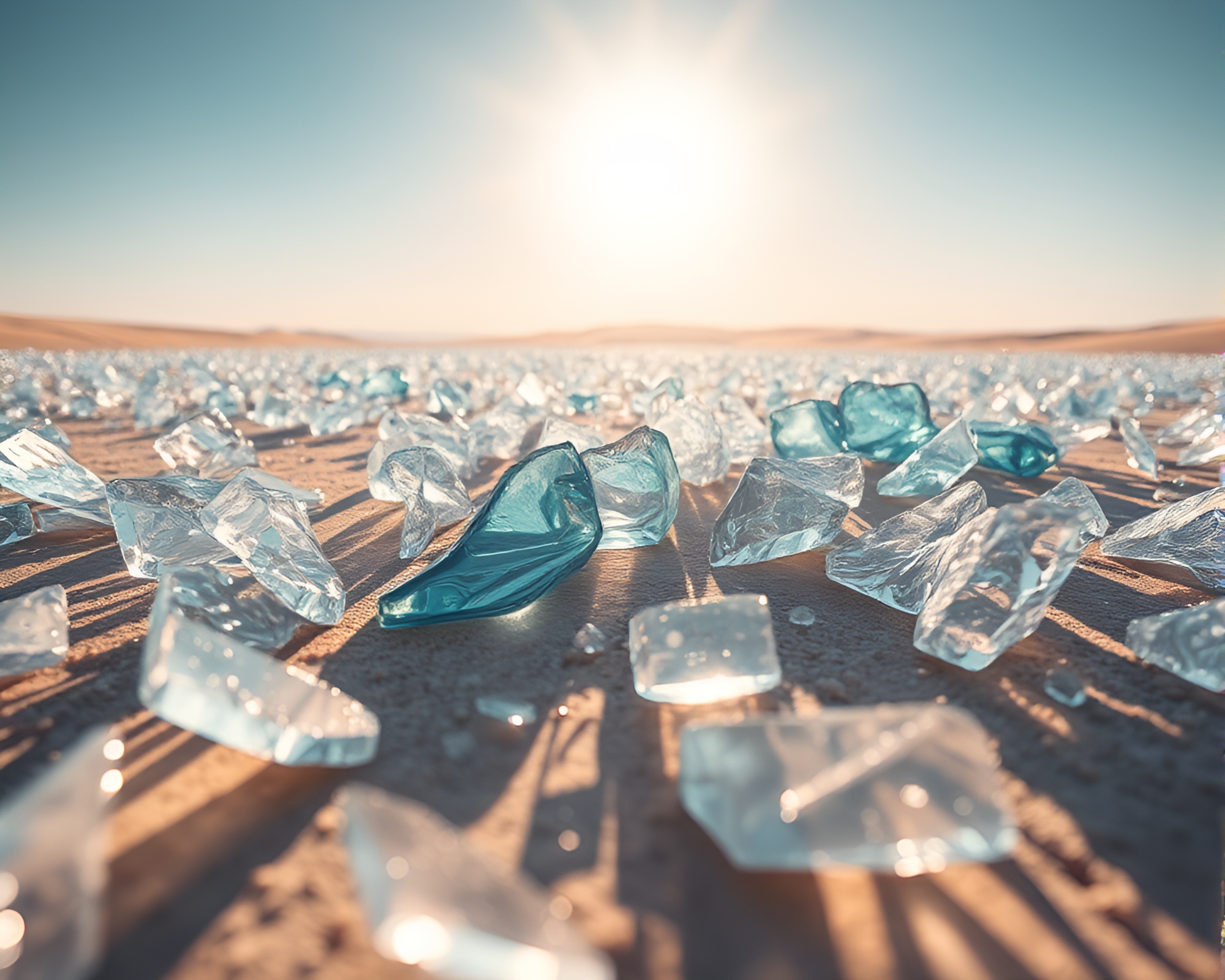 Stunning Charcoal Sketch of Shimmering Glass Desert Landscape – free AI stock image