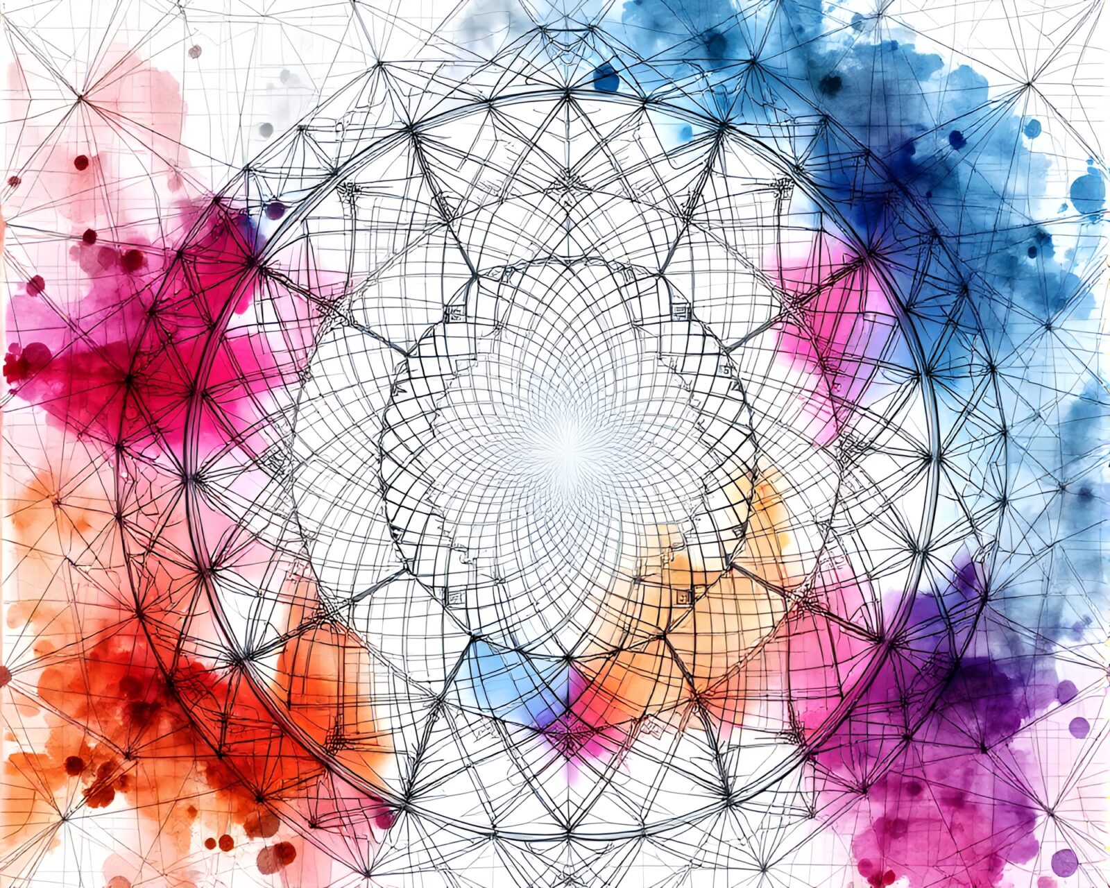 Captivating image with fractal patterns intertwined with watercolor hues
