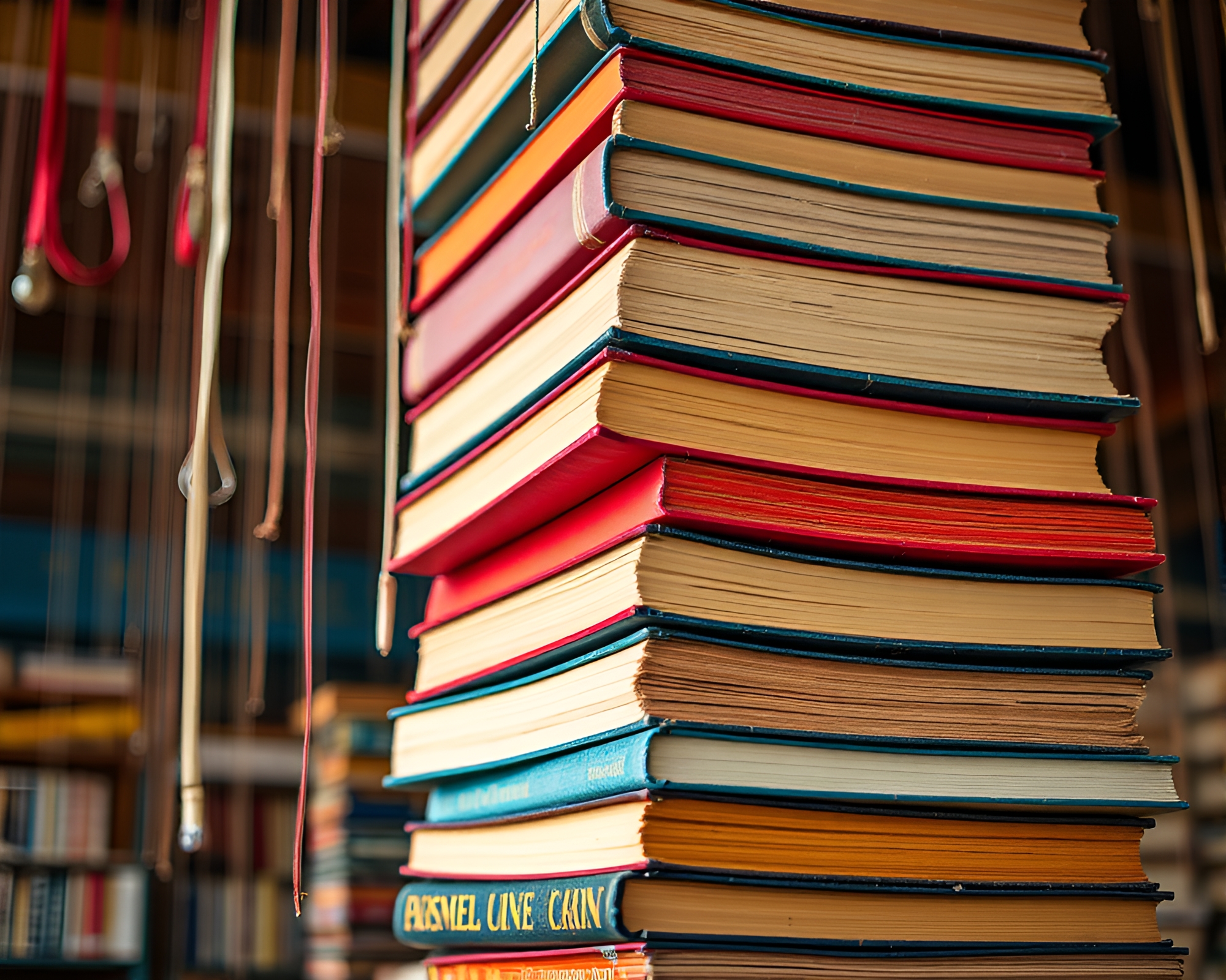 Mesmerizing Macro Photography of Suspended Book Tower – free AI stock image
