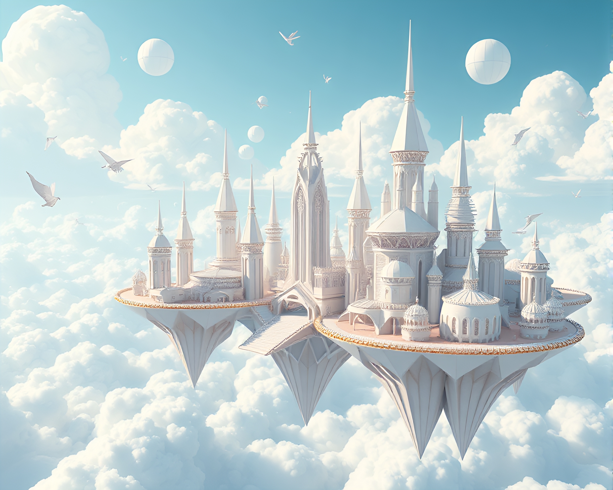 Whimsical Origami City Floating in Ethereal Sky – free AI stock image