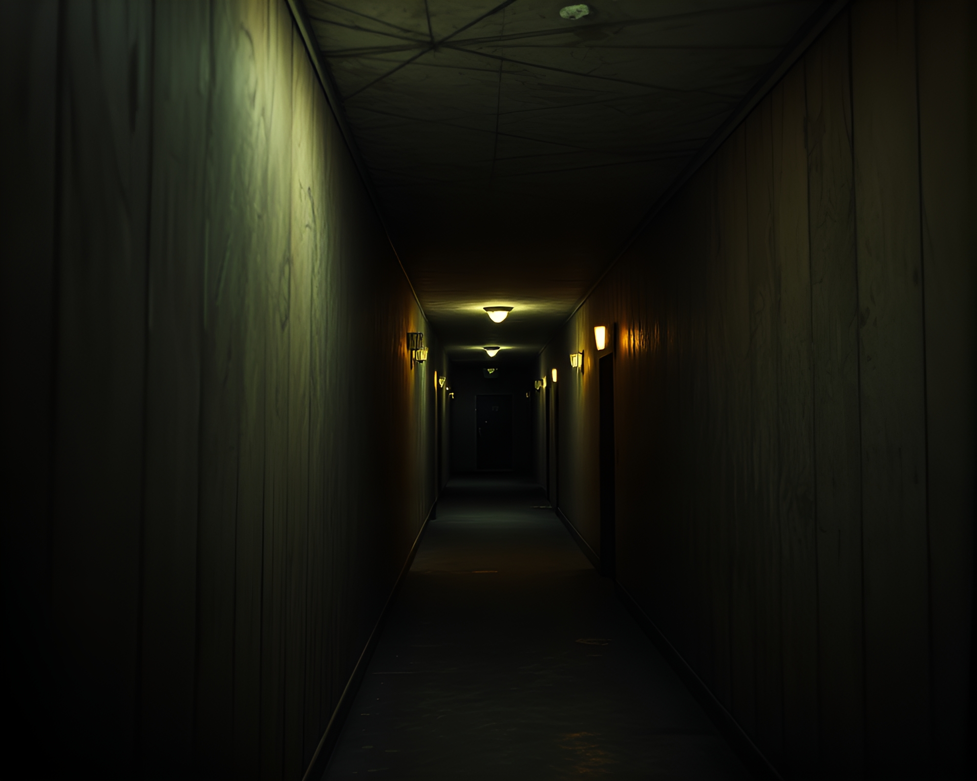 Eerie Noir Corridor with Time-warp Effect – free AI stock image