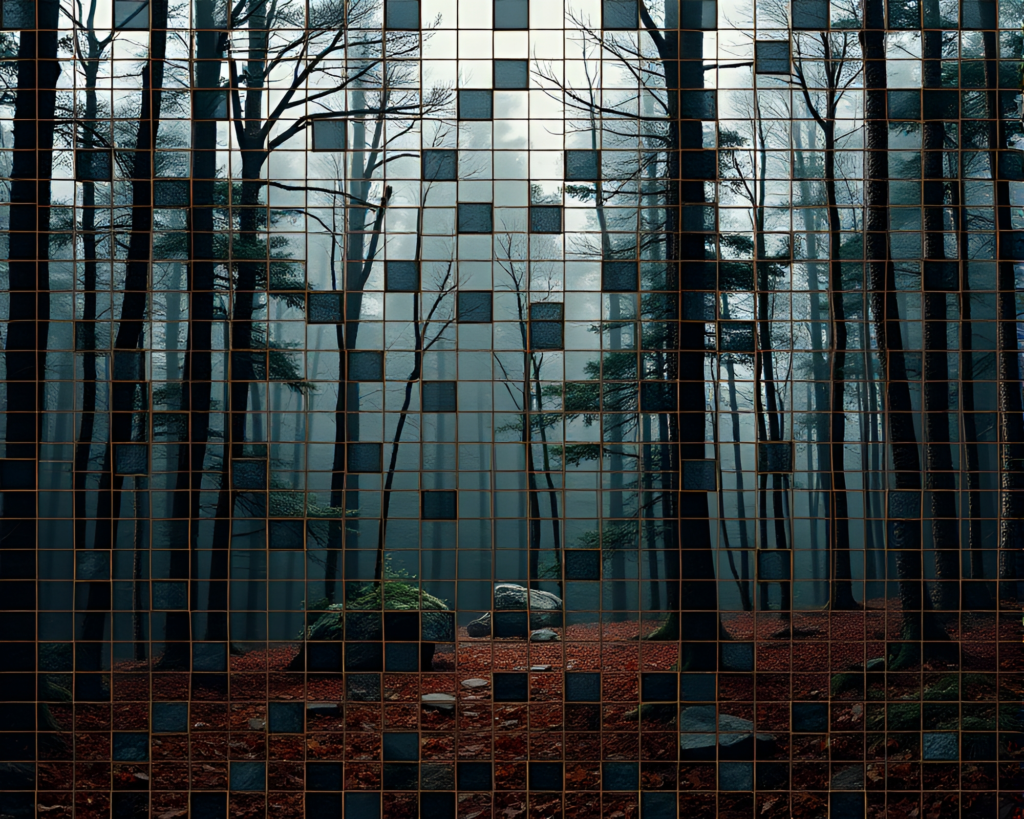 Serene Forest Mosaic Tile Work Time-Lapse Motion Shot – free AI stock image