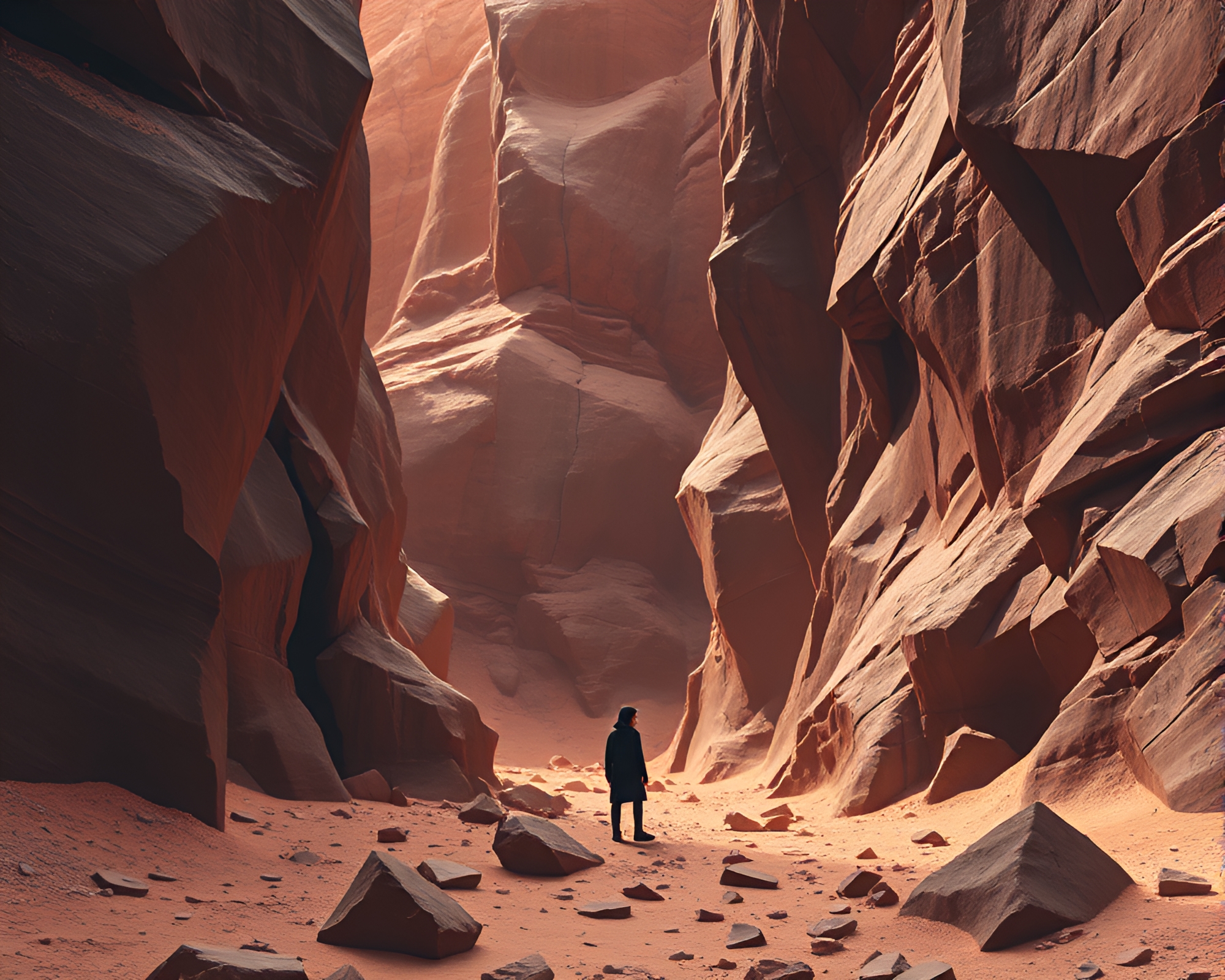 Cubist Solitude in Obsidian Canyon – free AI stock image