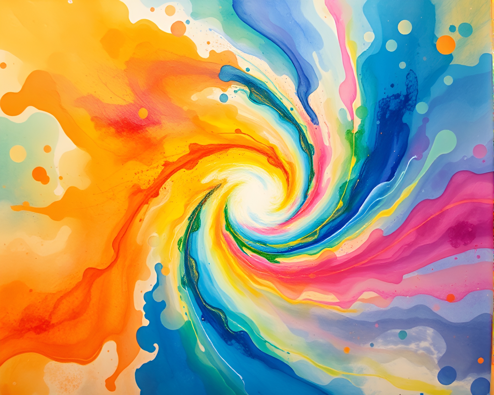 Colorful Quantum Vortex in Resonant Watercolor Splash Artwork – free AI stock image