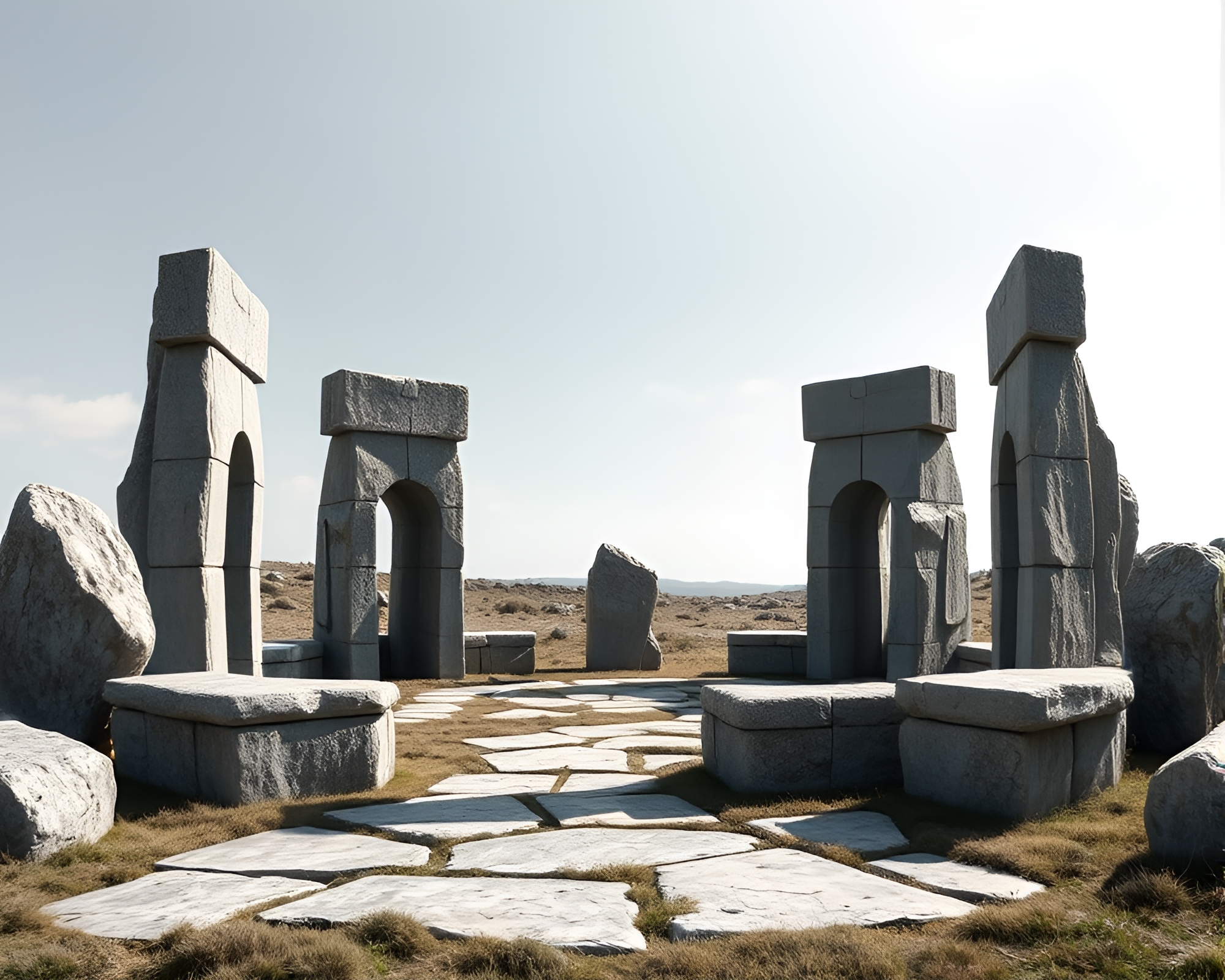 Abstract Druid Stone Circle in Minimalistic Art Style – free AI stock image