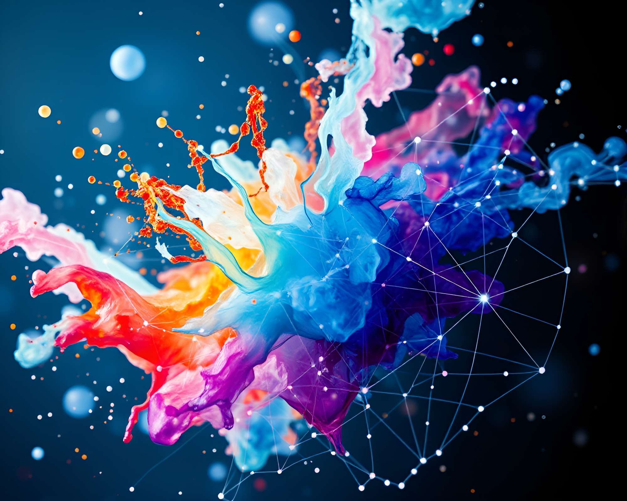 Ethereal Quantum Entanglement: Vibrant Watercolor Web Splash – free AI stock image