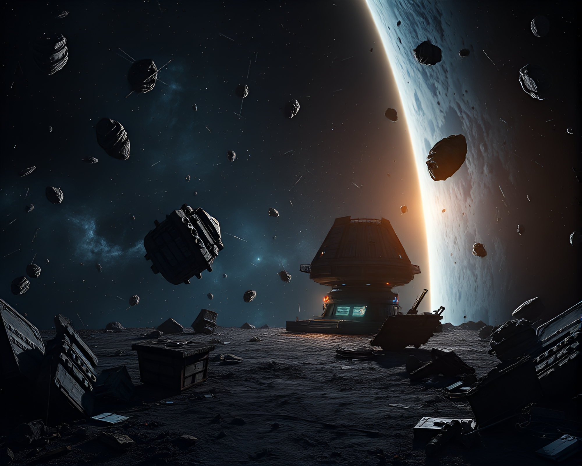Eerily Quiet Abandoned Space Station in Outer Space – free AI stock image