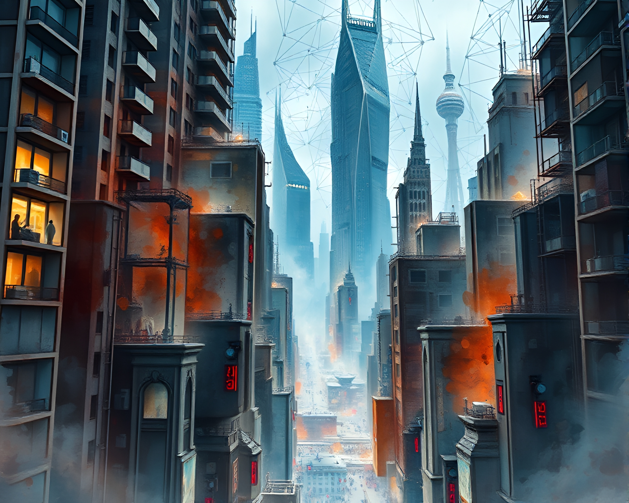 Futuristic Cityscape with Intricate Fractal Patterns – free AI stock image