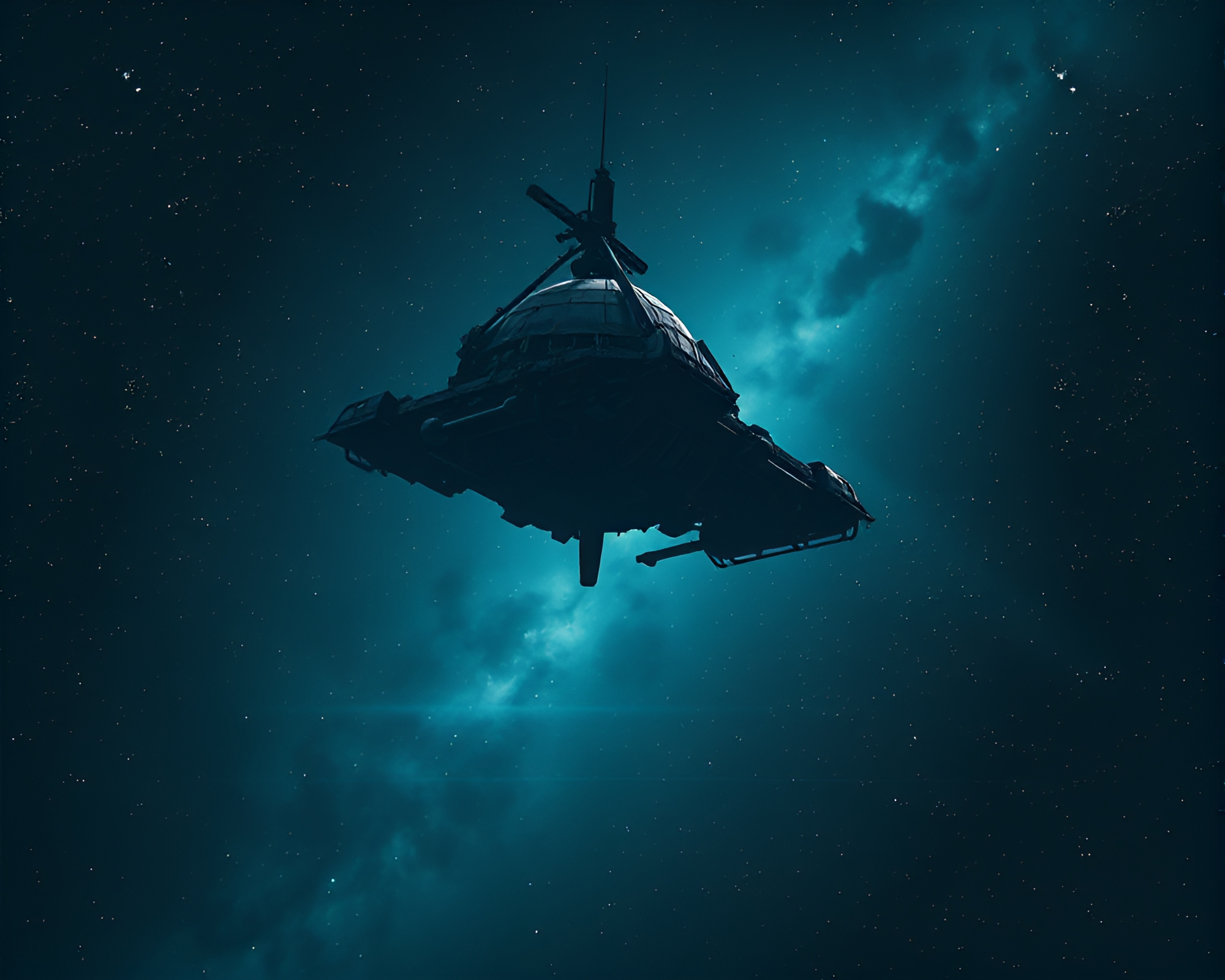 Ethereal Space Station Drifting in Twilight Silence – free AI stock image