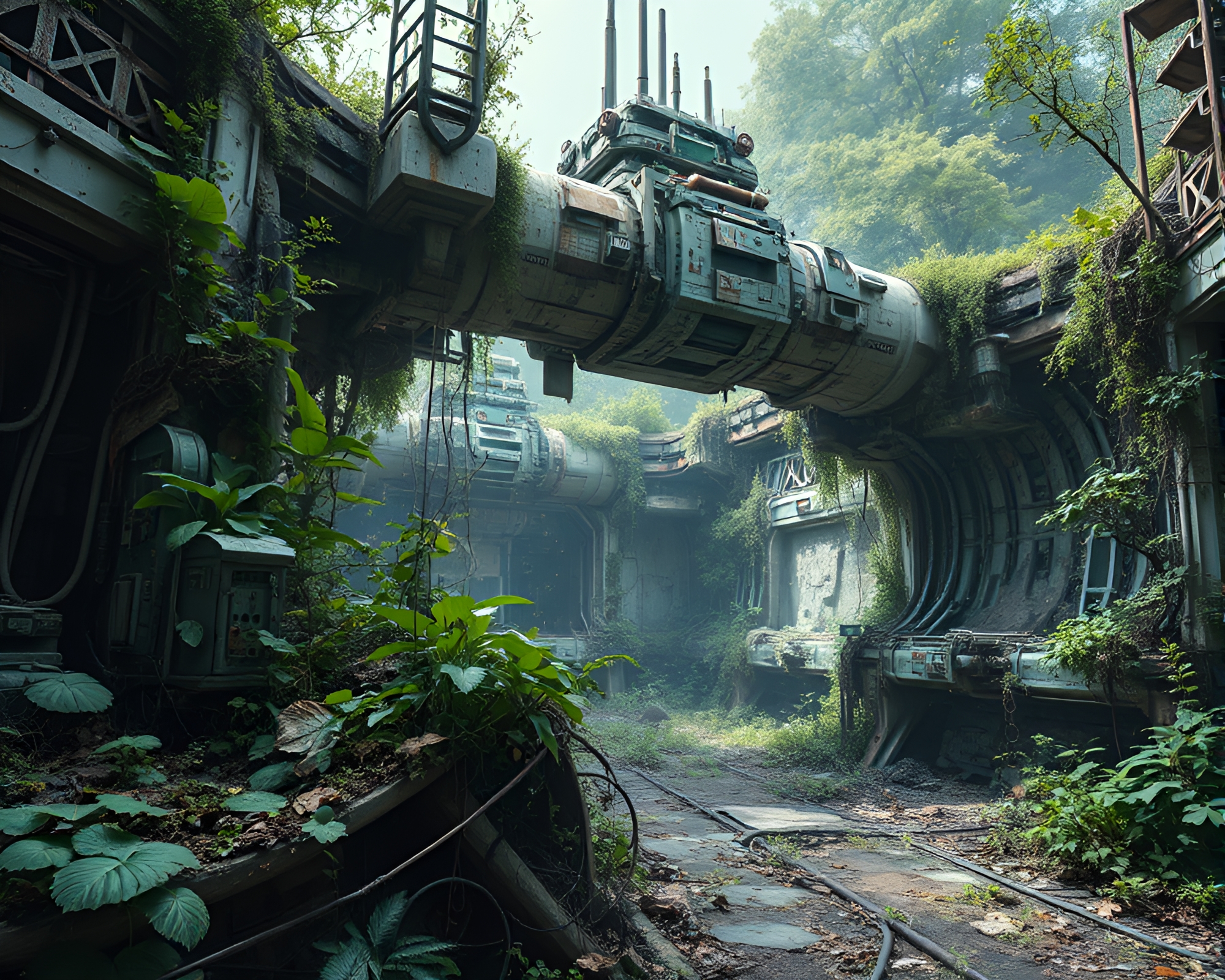 Decaying Abandoned Space Station Still Vibrant with Color – free AI stock image