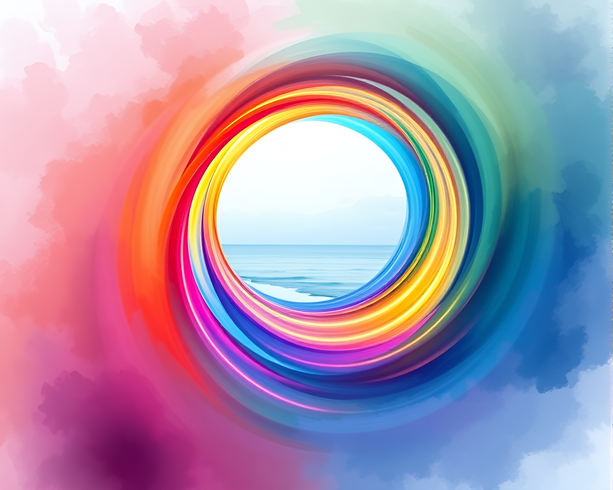 Mesmerizing Light Tunnel Transforms Minimalistic Backdrop – free AI stock image
