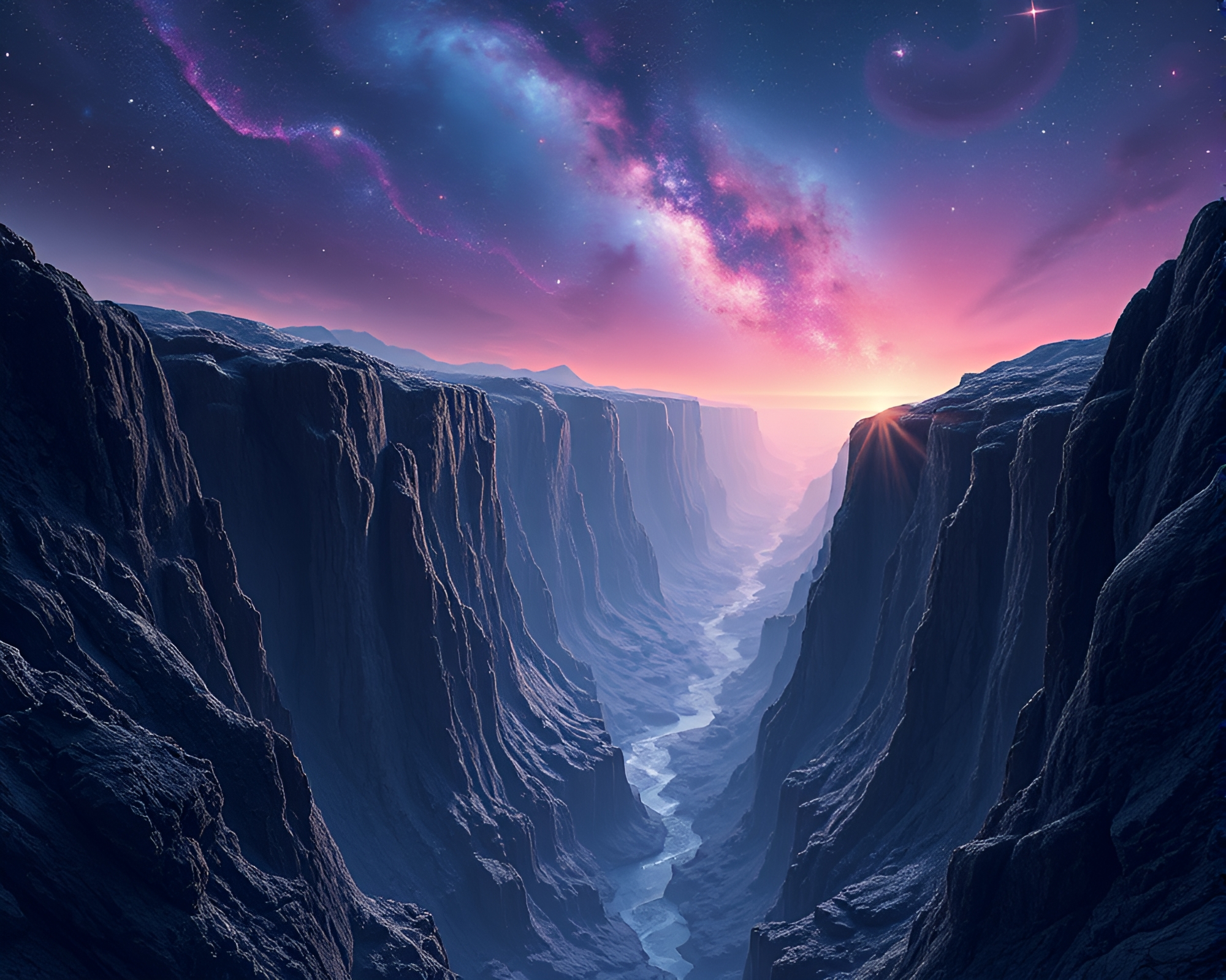 Obsidian Canyon: A Surreal Landscape of Cosmic Mysteries – free AI stock image
