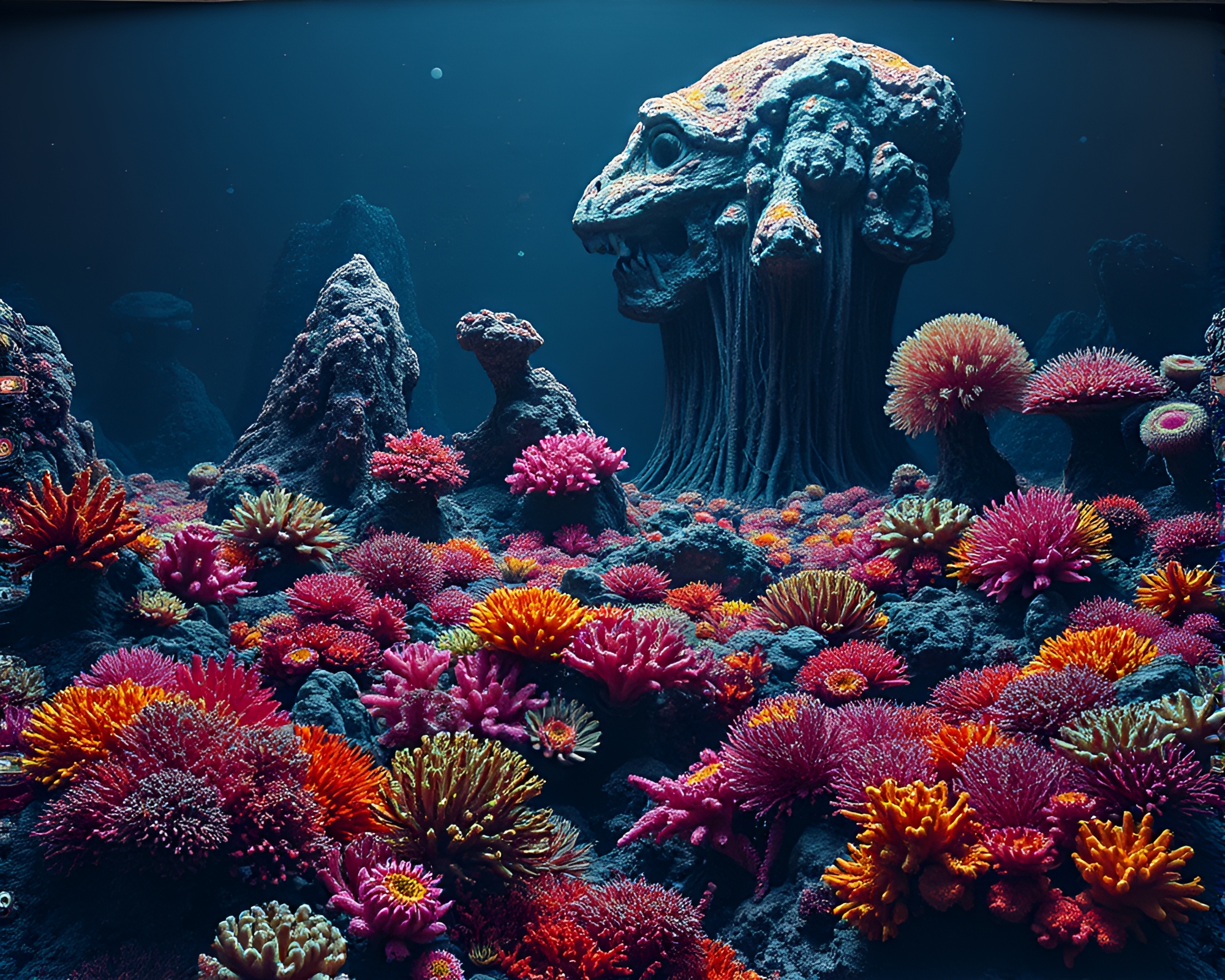 Alien Coral Forest: Vibrant and Mysterious Landscape – free AI stock image