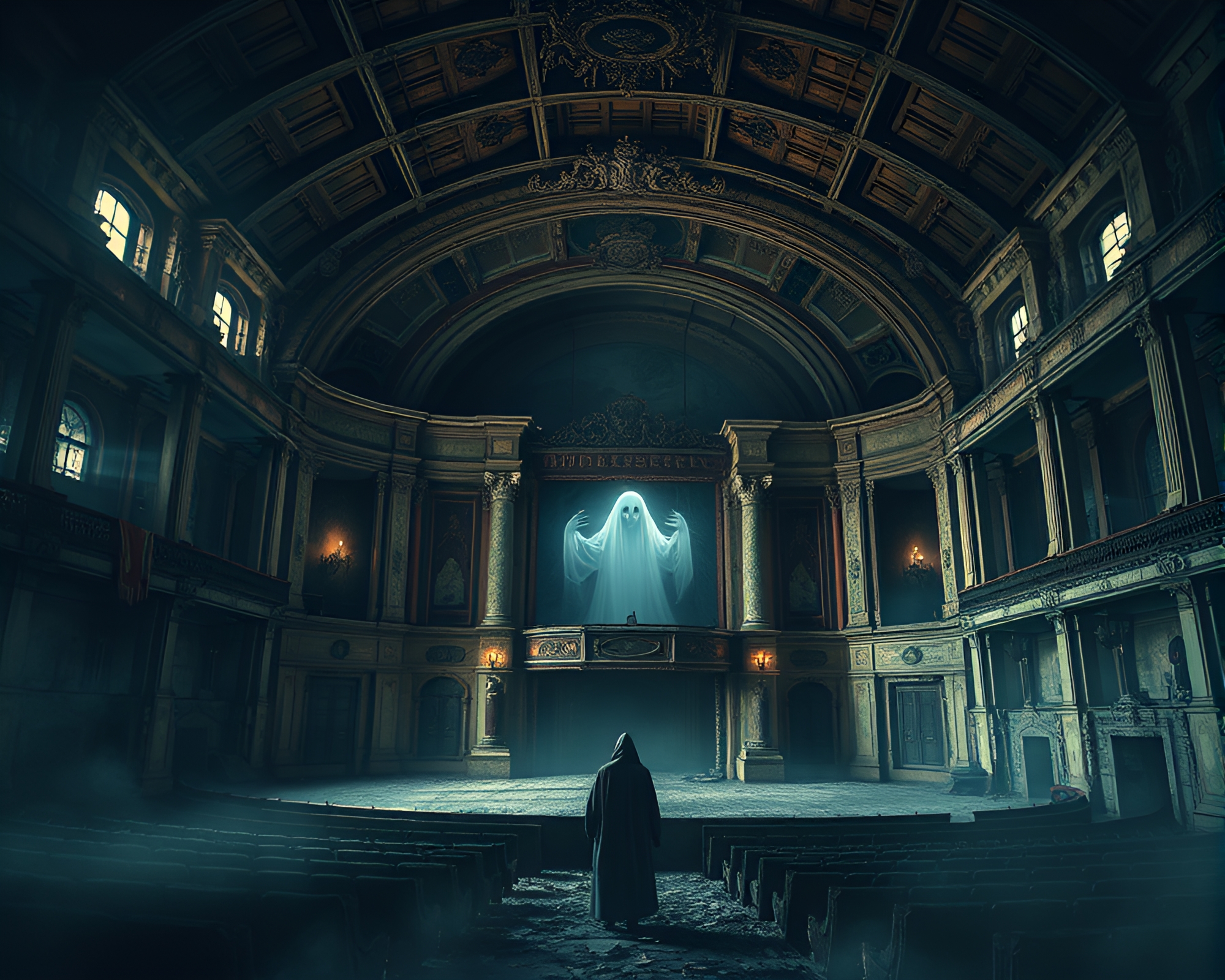 Ethereal Phantom Opera House in Rustic Beauty – free AI stock image