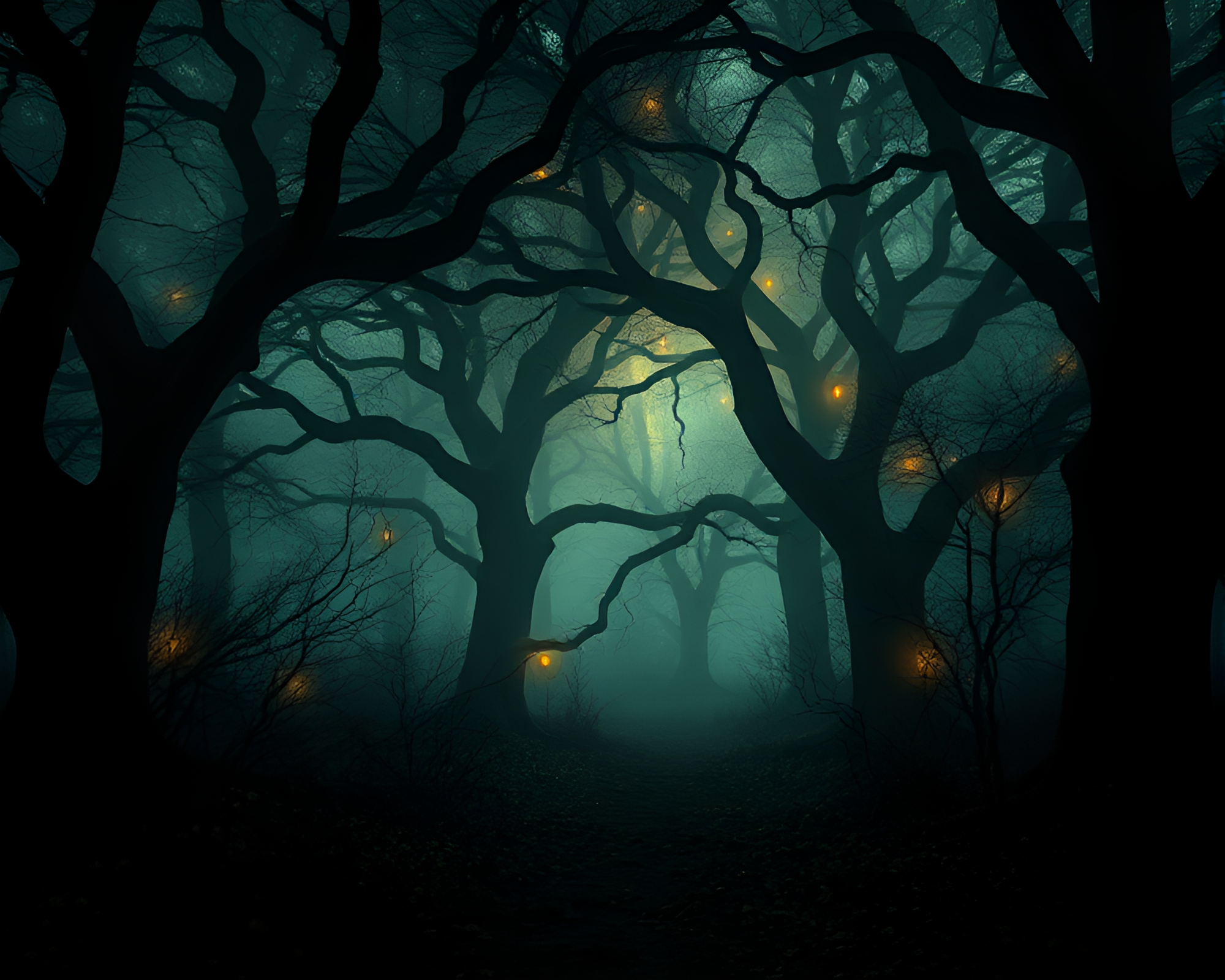 Ethereal Spectral Oak Forest Enchantment – free AI stock image