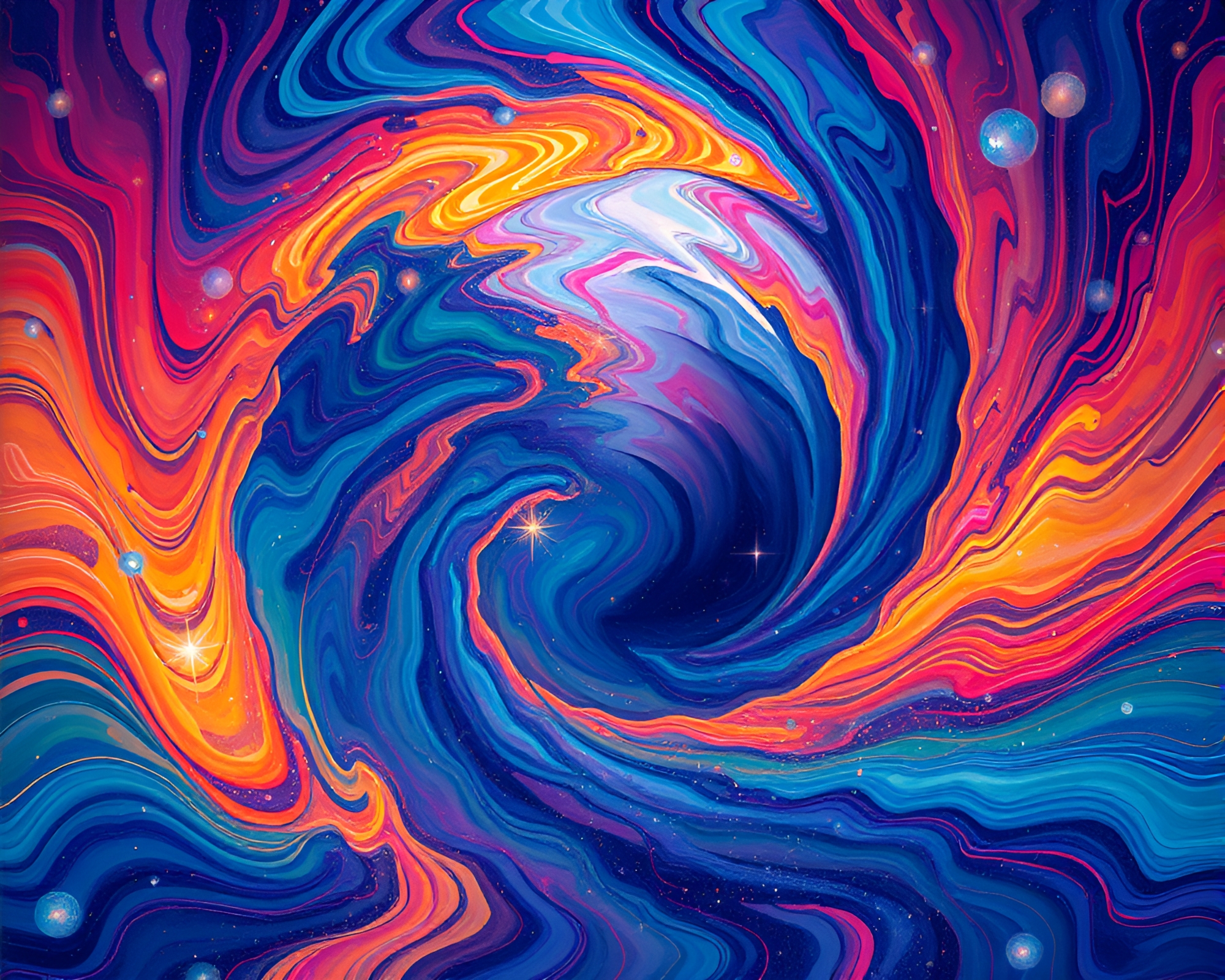 Enigmatic Quantum Vortex Captured in Vivid Gouache Art – free AI stock image