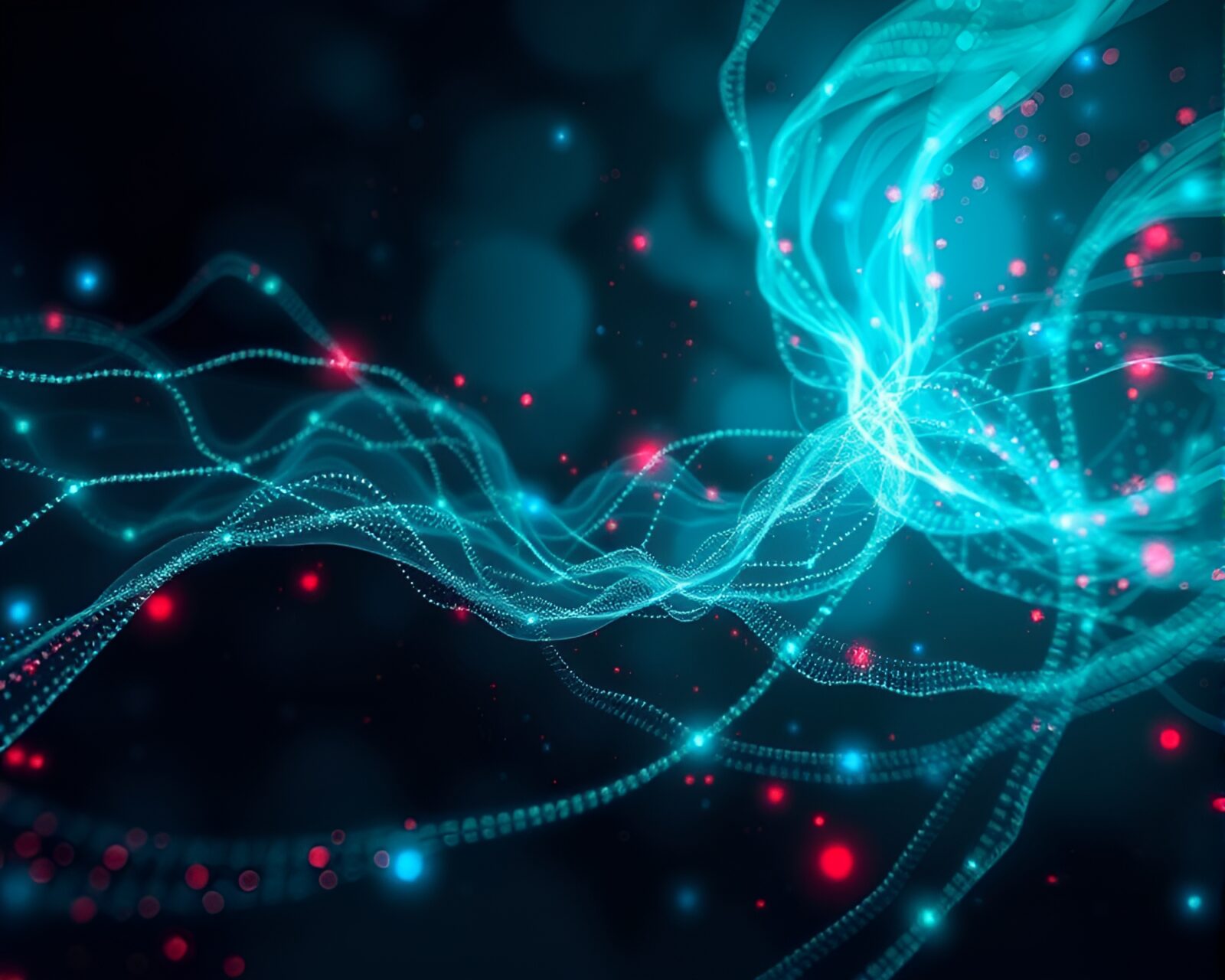 Glowing bioluminescent colors flow in mesmerizing digital stream artwork