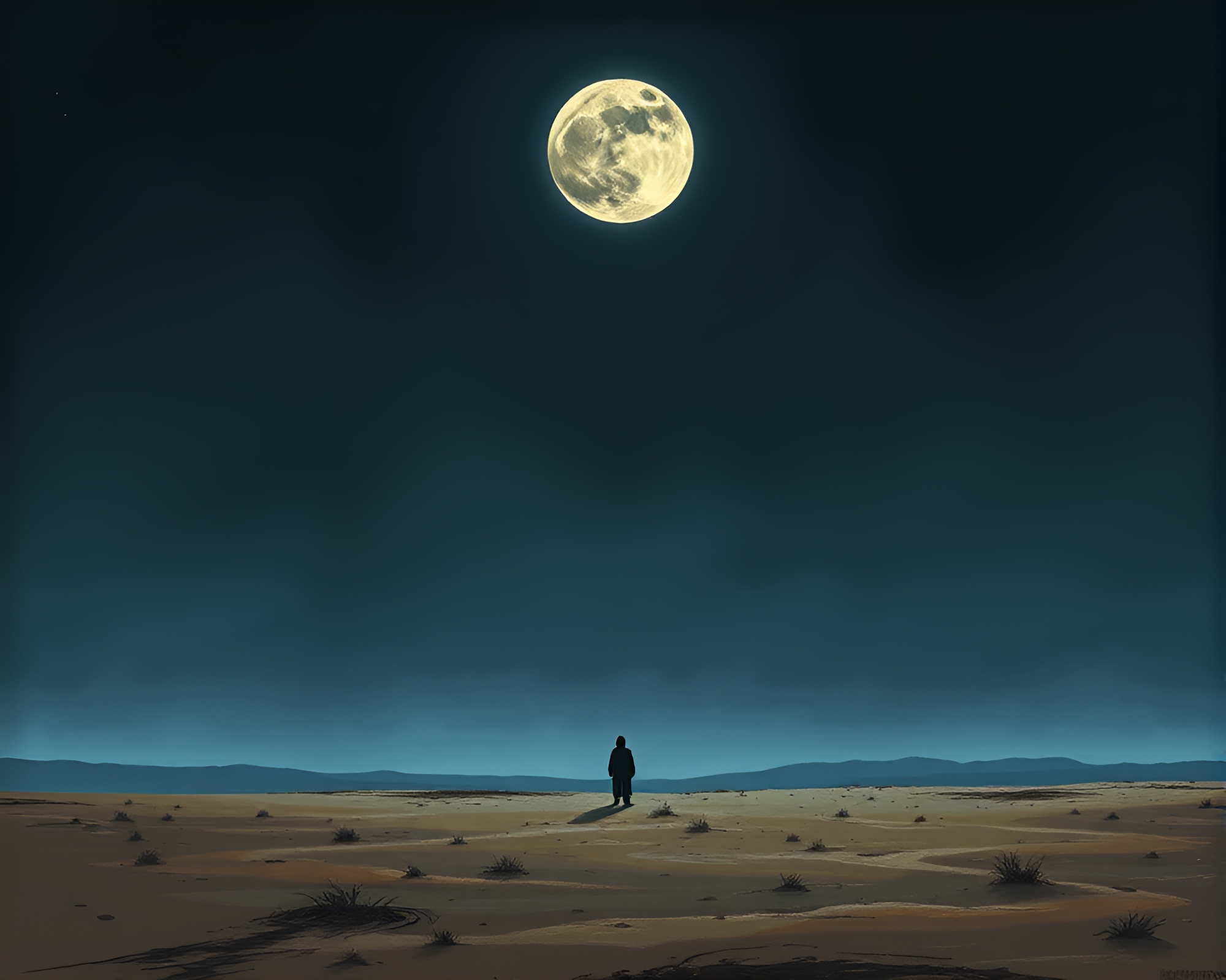 Mysterious Volcanic Glass Plains Under Moonlit Sky – free AI stock image