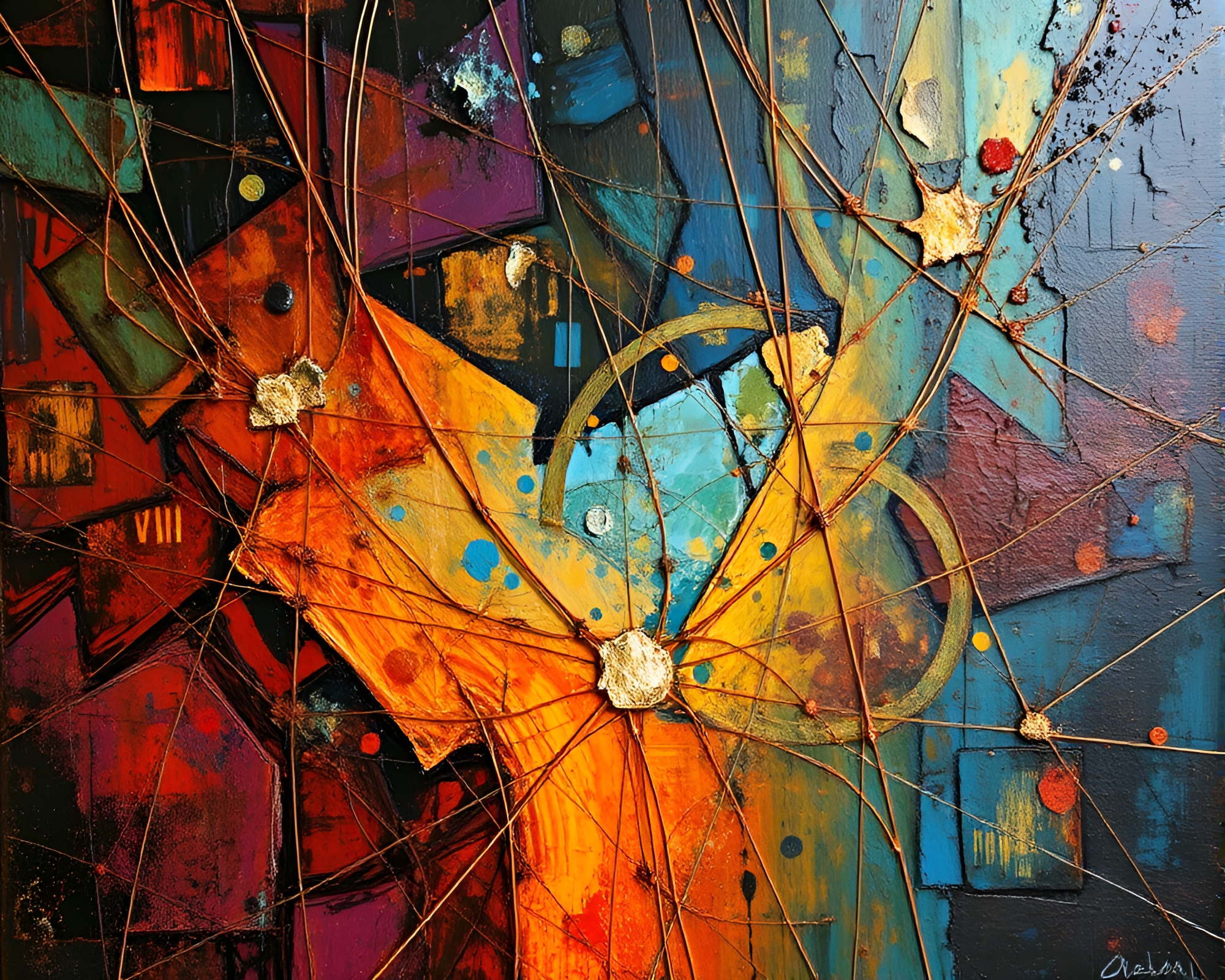 Intricate Abstract Painting Illustrating Quantum Entanglement Phenomenon – free AI stock image