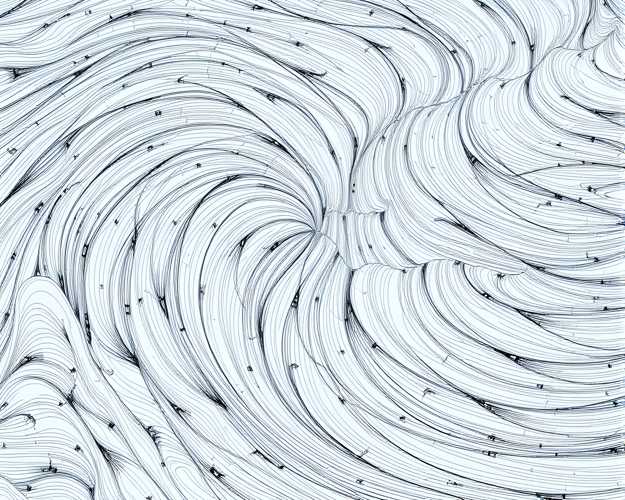 Swirling Ink Ocean with Delicate Line Drawings Dance – free AI stock image