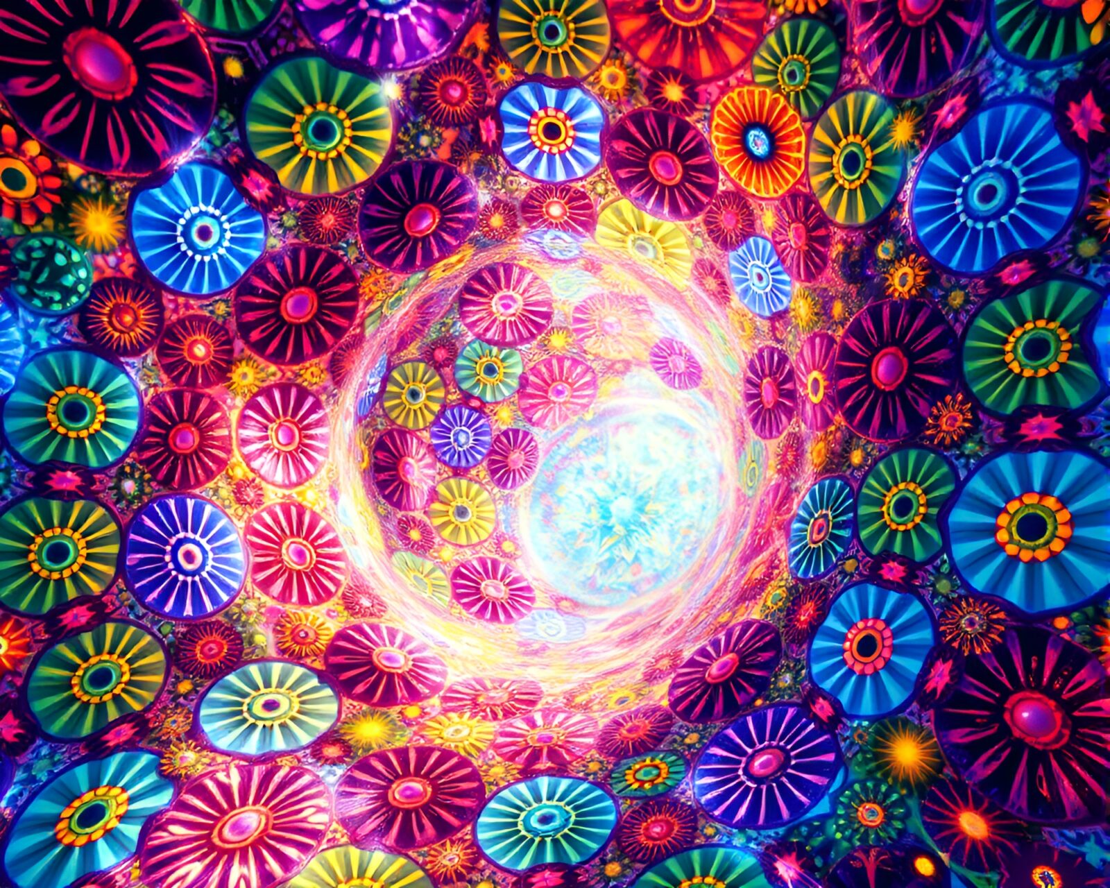 A mesmerizing display of swirling colors and shapes in CGI.