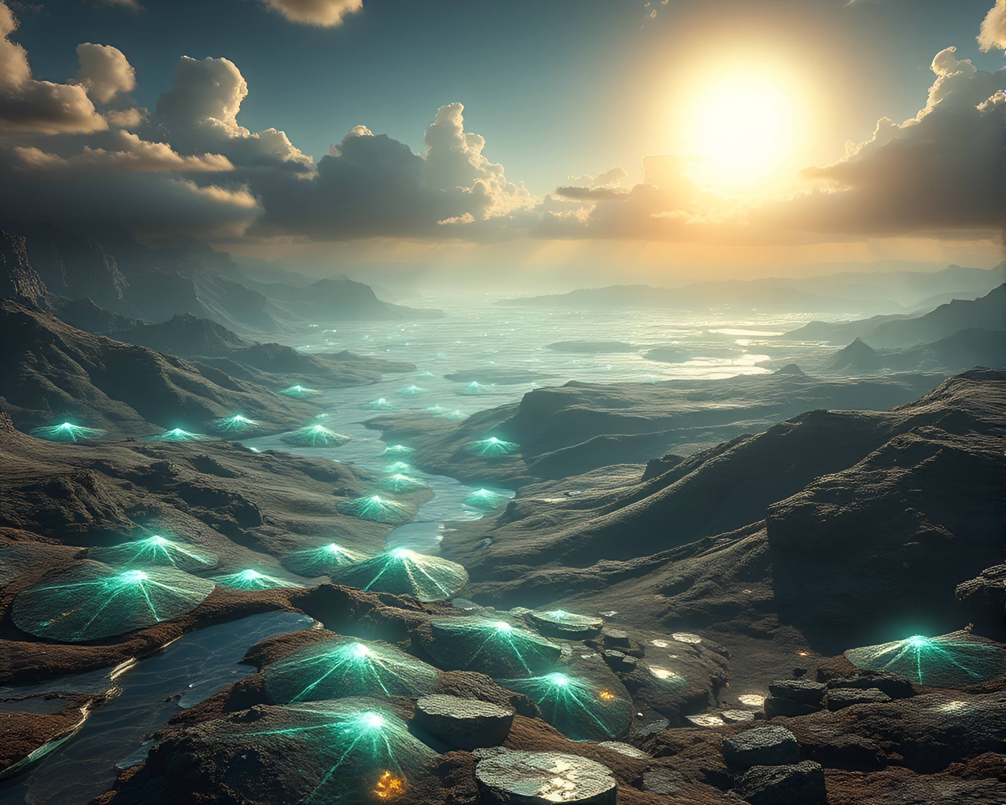 Surreal Volcanic Glass Plains Illuminated by Dynamic Light – free AI stock image