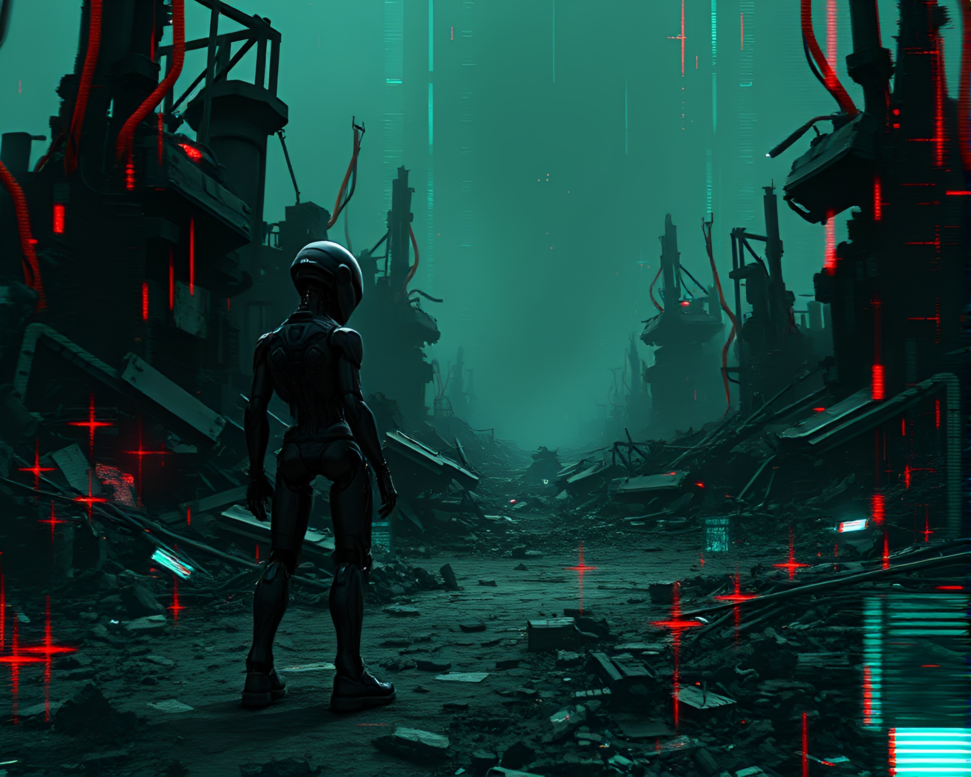 Solitude in a Dystopian Junkyard – free AI stock image