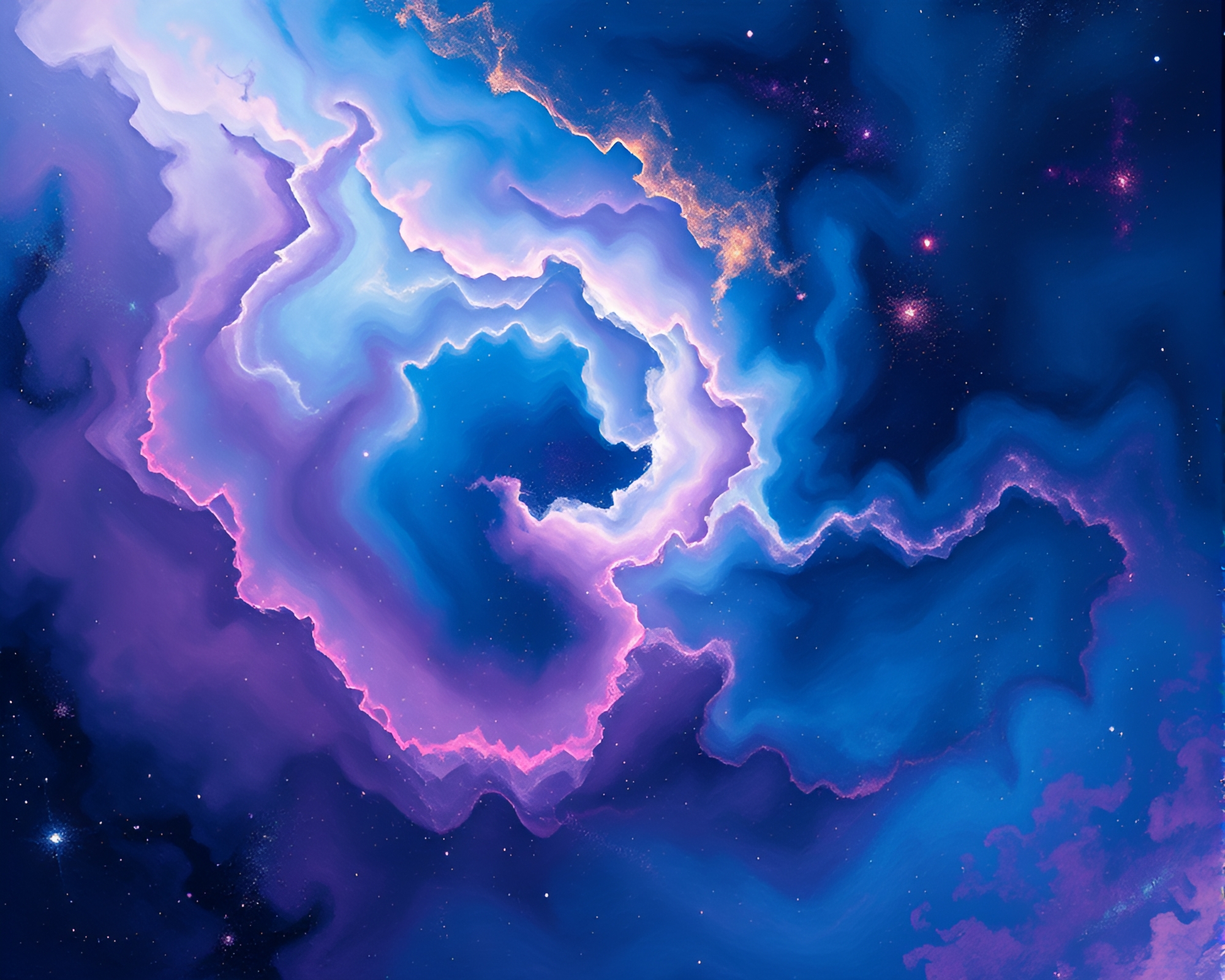 Ethereal Cosmic Nebula Swirl in Vibrant Oil Painting – free AI stock image