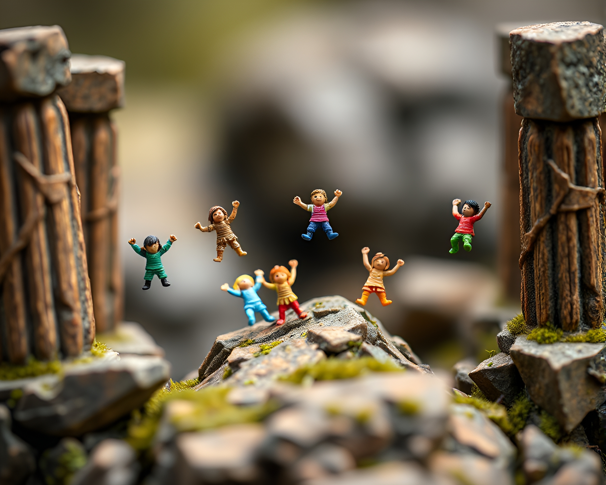 Whimsical Macro Photograph of Playful Miniature Figures – free AI stock image
