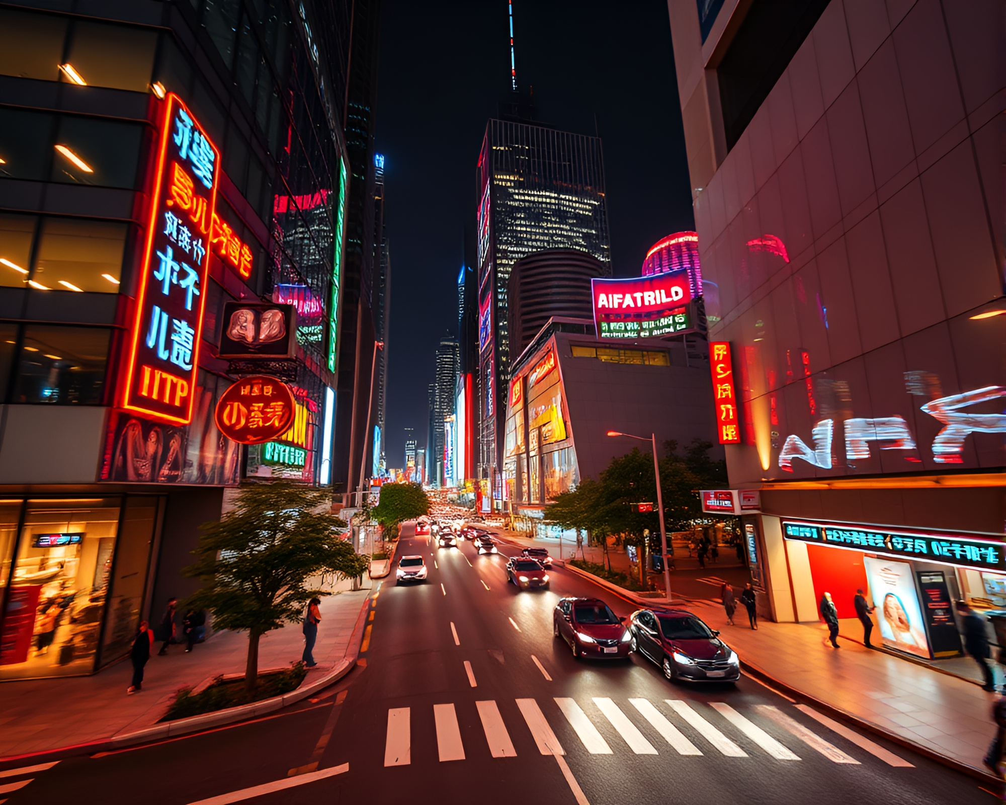 Glowing Cityscape: Urban Nighttime Mystery Unveiled – free AI stock image