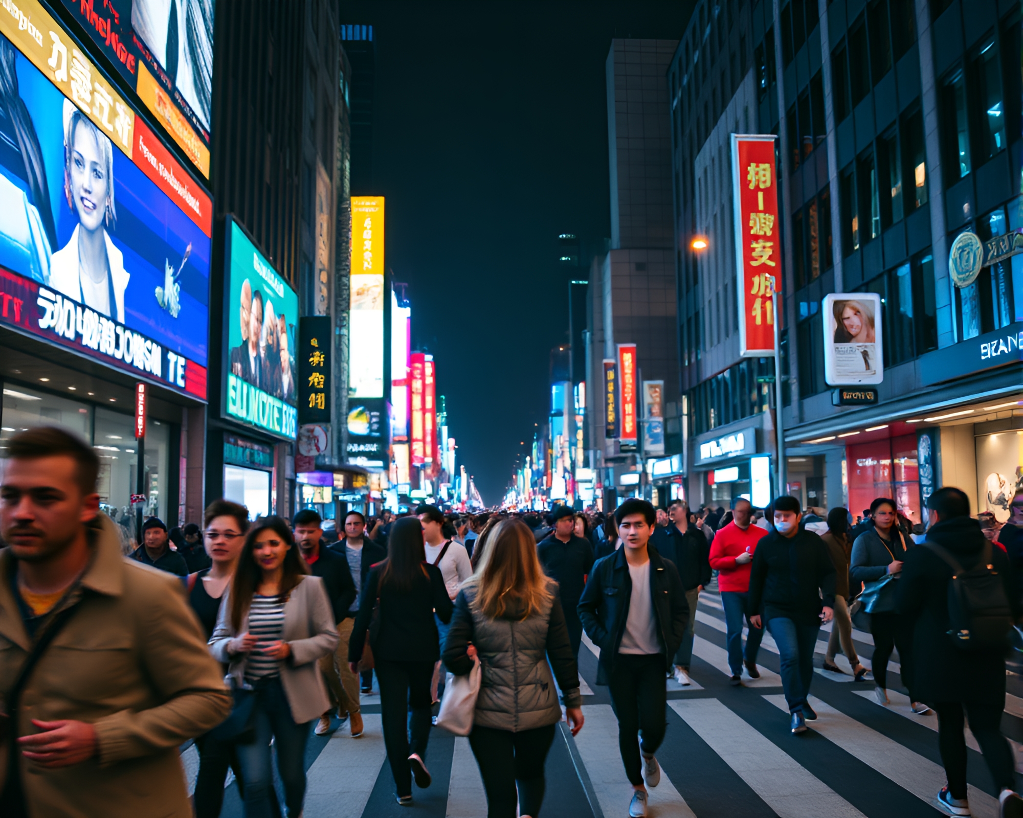 Vibrant City Street Nightlife Kinetic Energy Display – free AI stock image