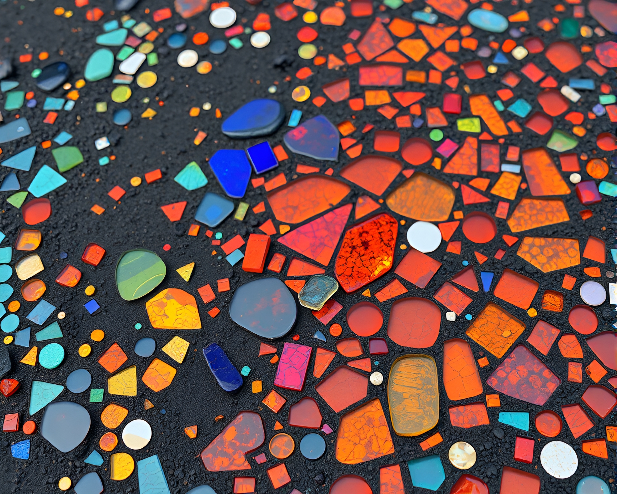 Twilight-lit Volcanic Glass Plain with Mosaic Tile Work – free AI stock image
