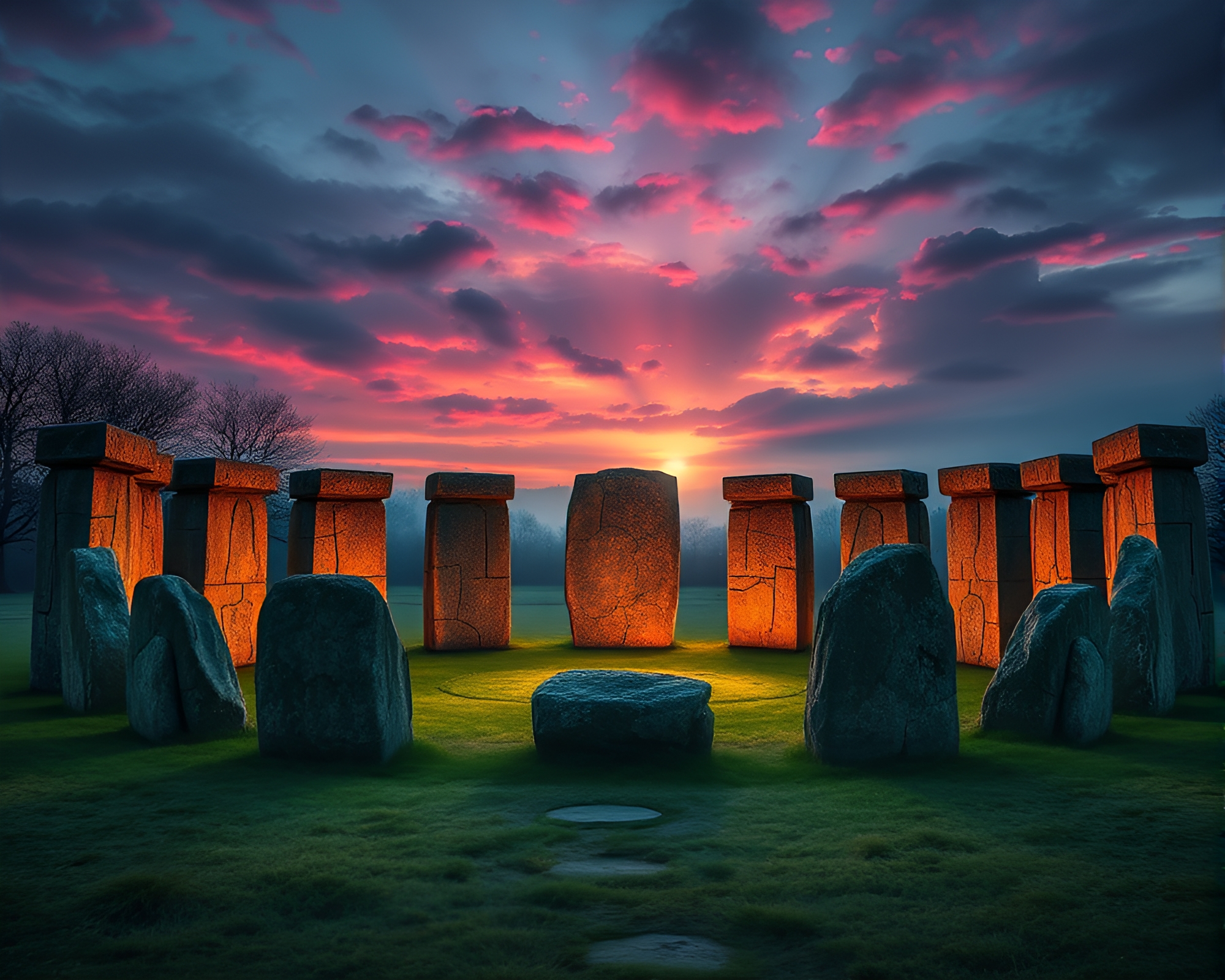 Enchanting Druidic Stone Circle at Twilight – free AI stock image