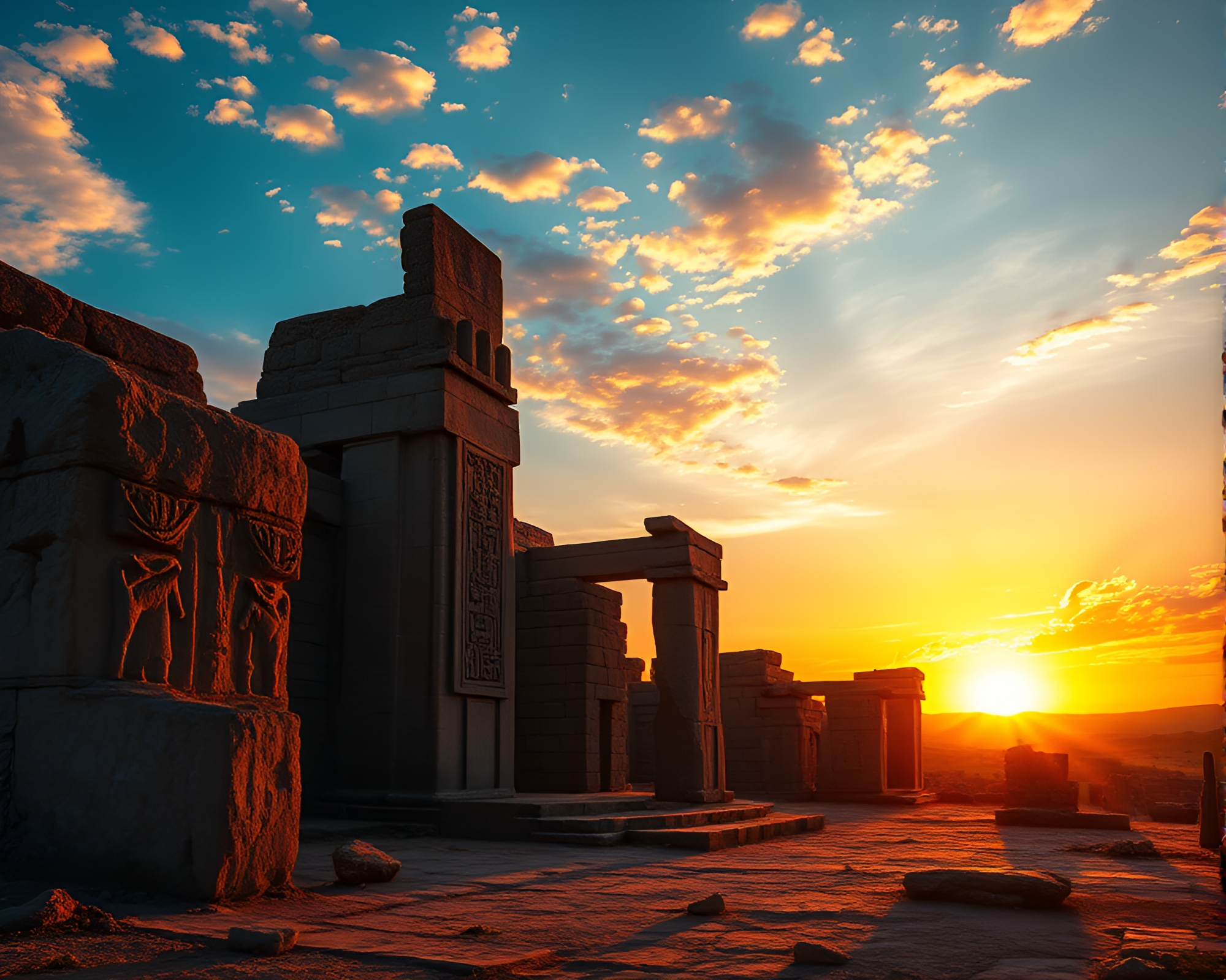Ancient Monolithic Ruins: Timeless Grandeur and Mystery Revealed – free AI stock image