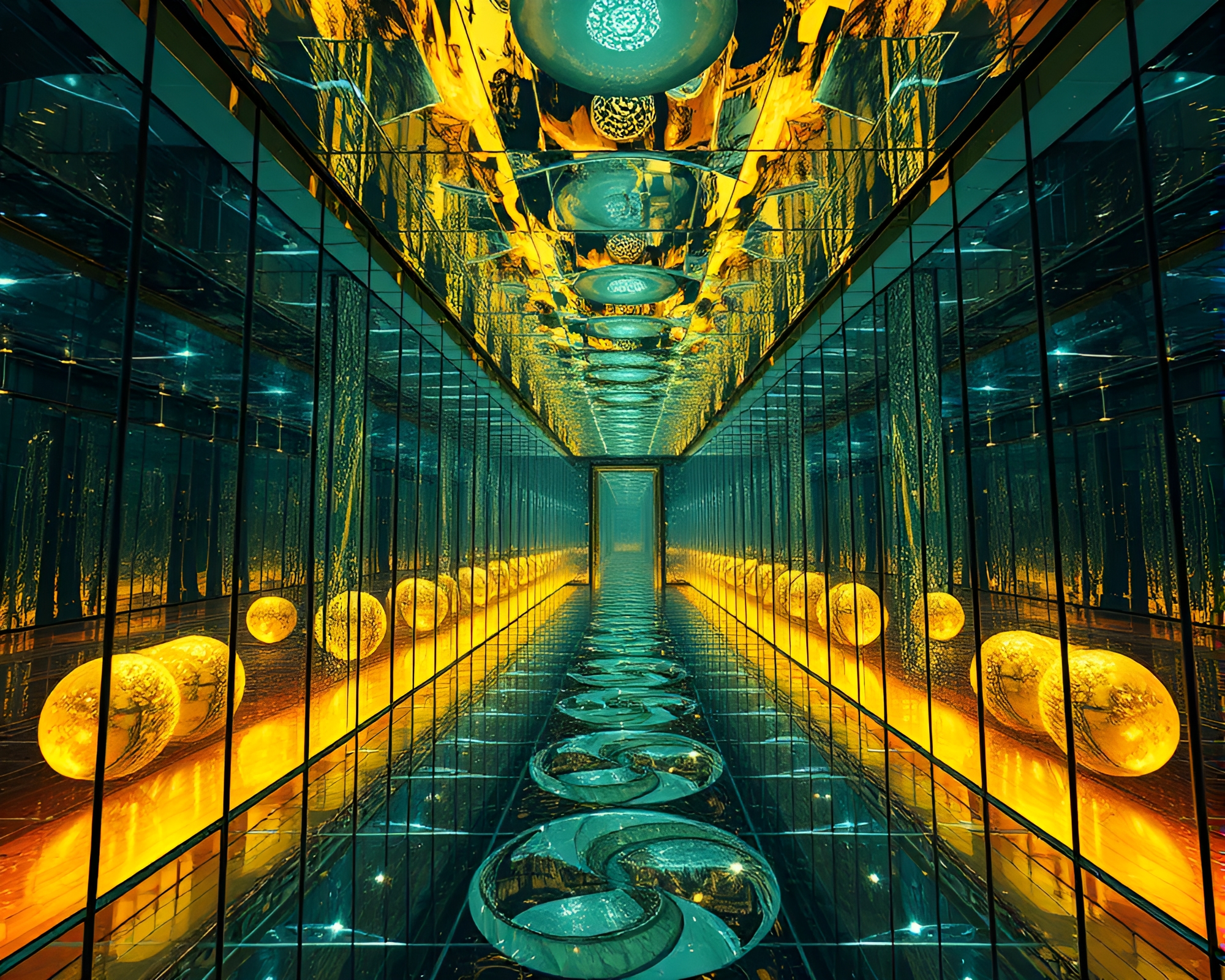 Enchanting Mirror Labyrinth: A Surreal Visual Adventure – free AI stock image