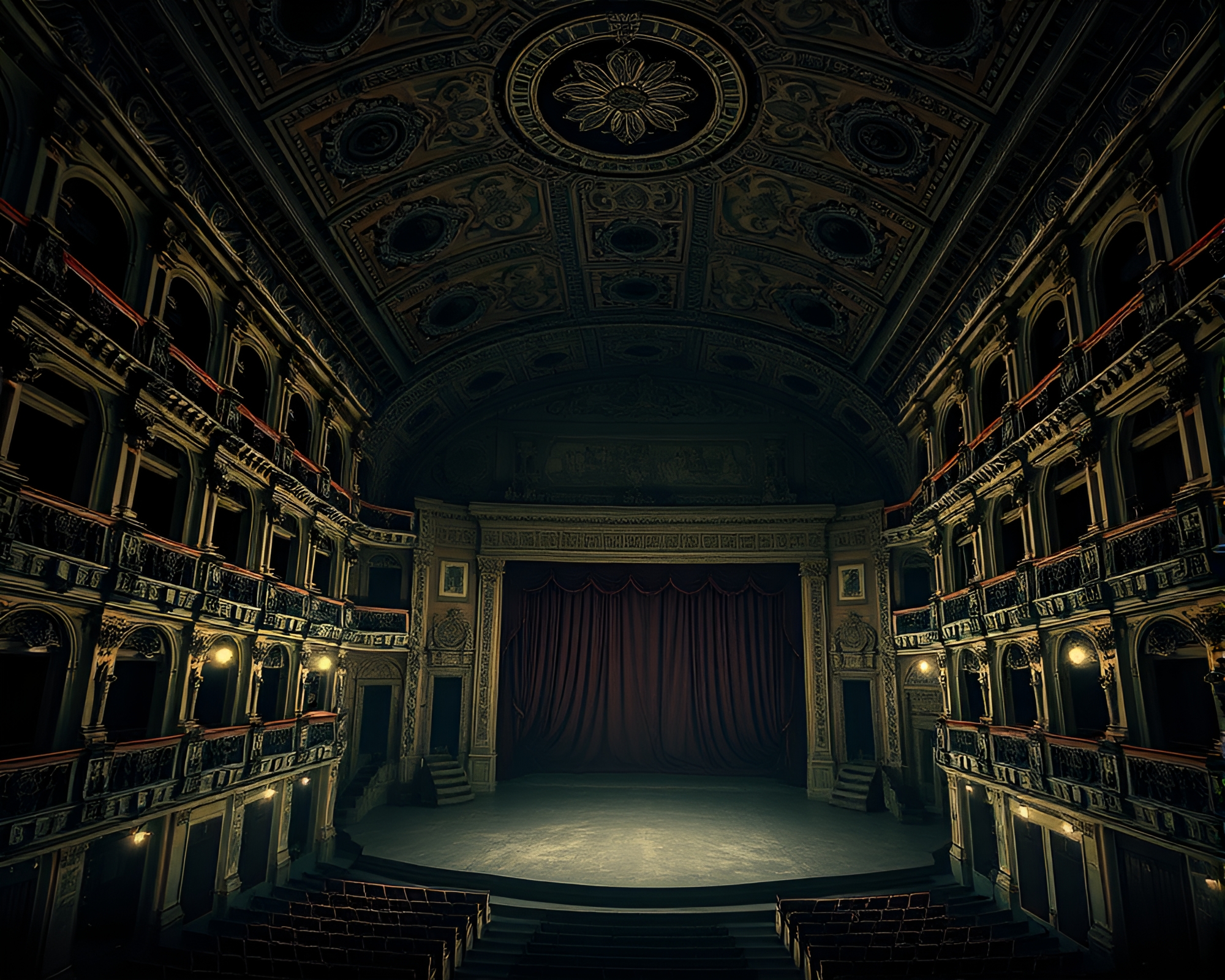 Ethereal Opera House: A Glimpse into Fading Grandeur – free AI stock image