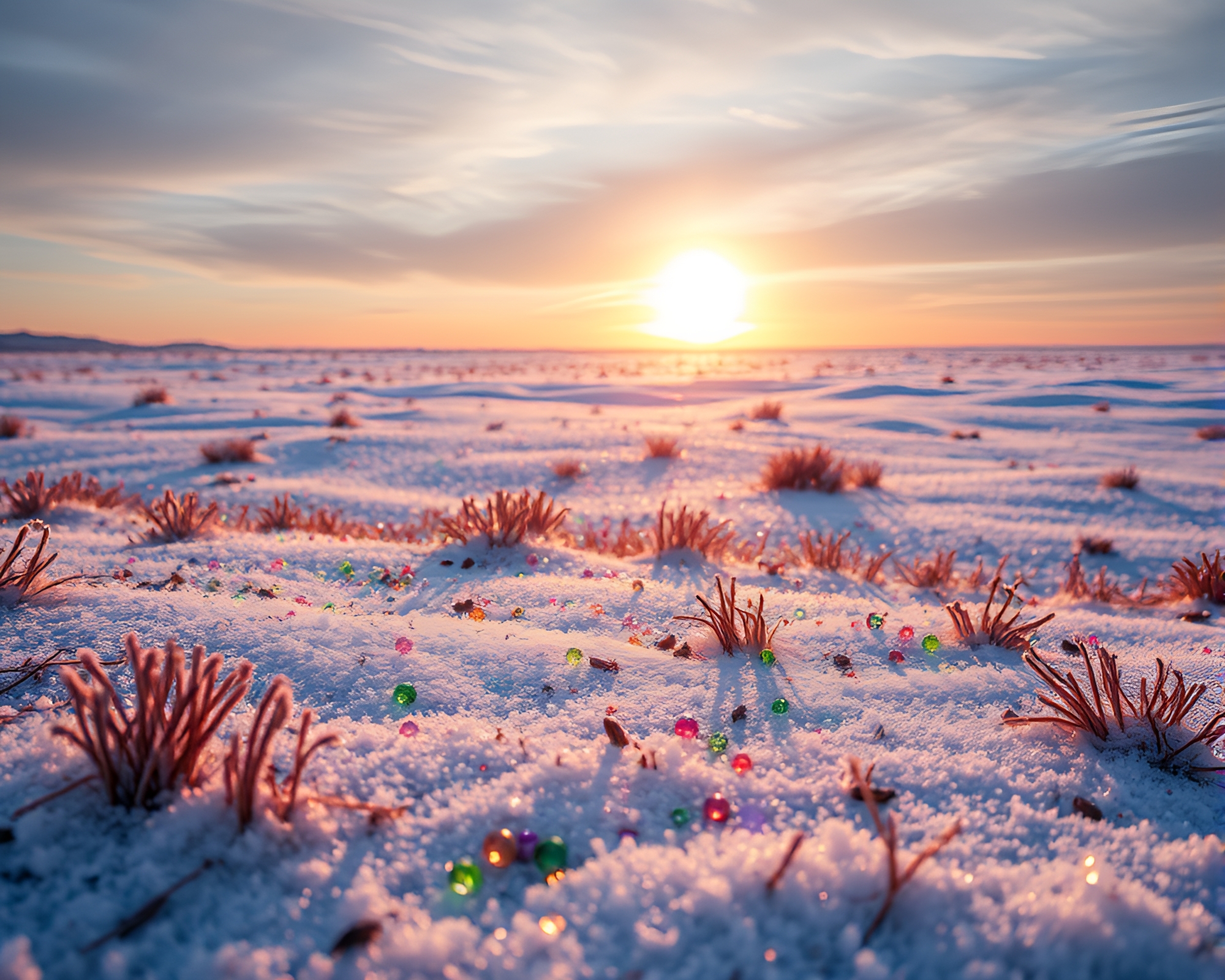 Tranquil Winter Mosaic Shines on Frost Plains – free AI stock image