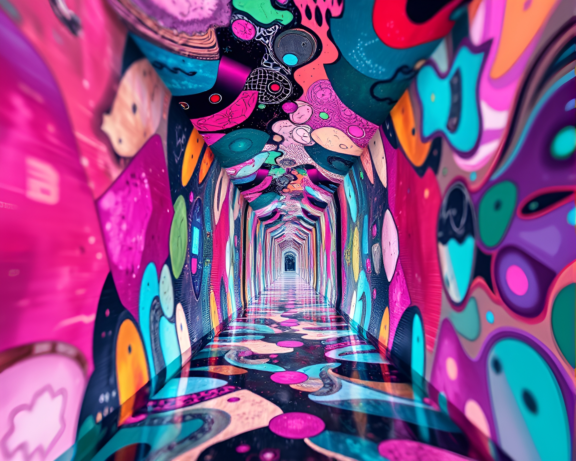 Mesmerizing Time-Warp Corridor: Surreal Vector Illustration – free AI stock image