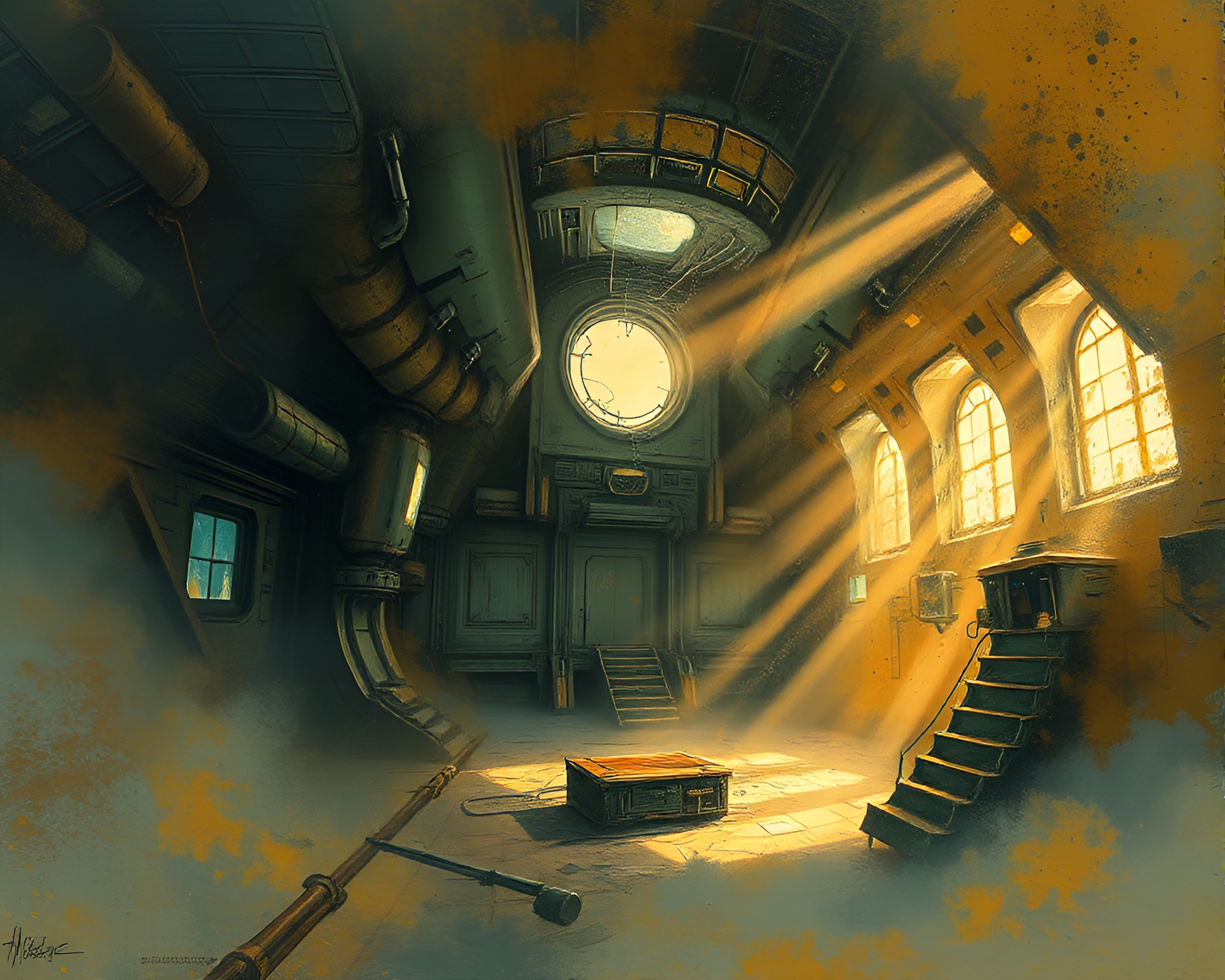 Decayed Abandoned Space Station in Cosmic Surrealism – free AI stock image