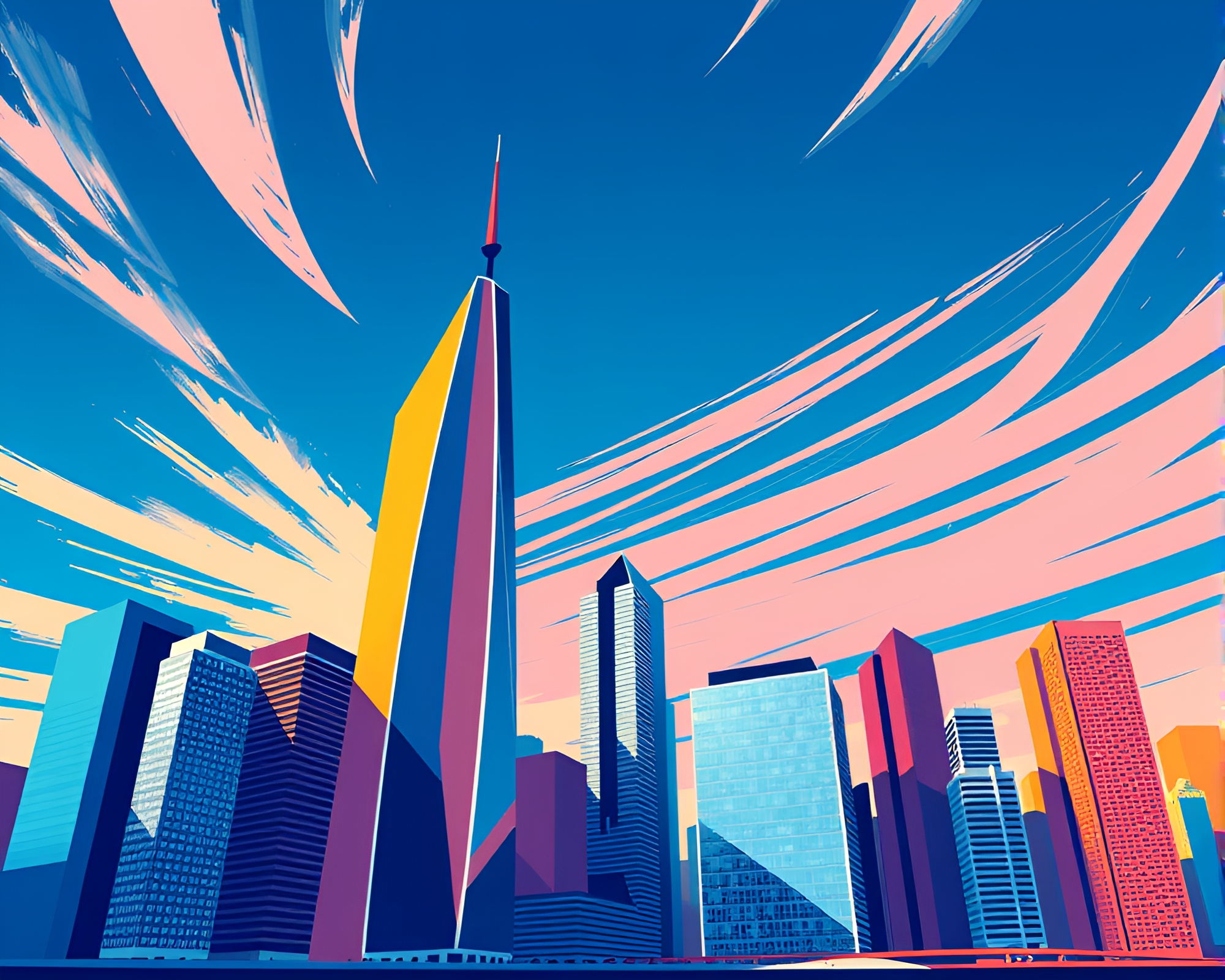 Vibrant Urban Cityscape Skyscraper Design – free AI stock image