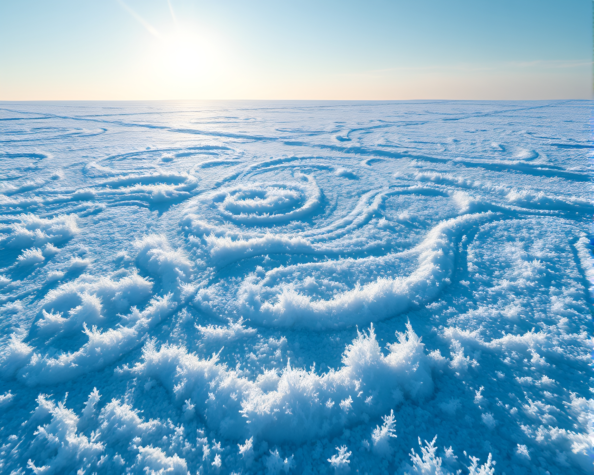 Mesmerizing Frozen Wasteland Glitters Under Distant Sunlight – free AI stock image
