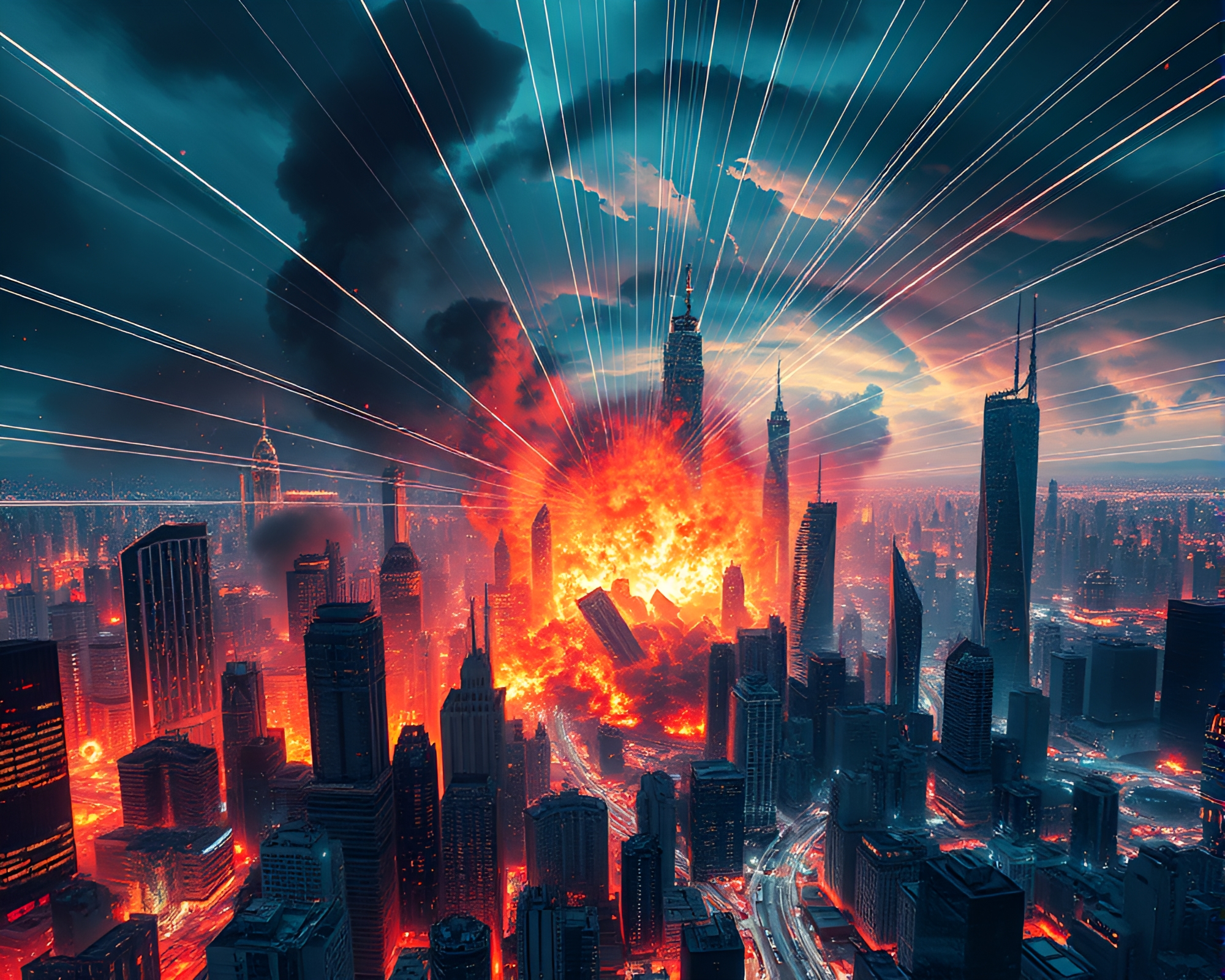 Chaos and Order Merge in Futuristic Apocalyptic Scene – free AI stock image