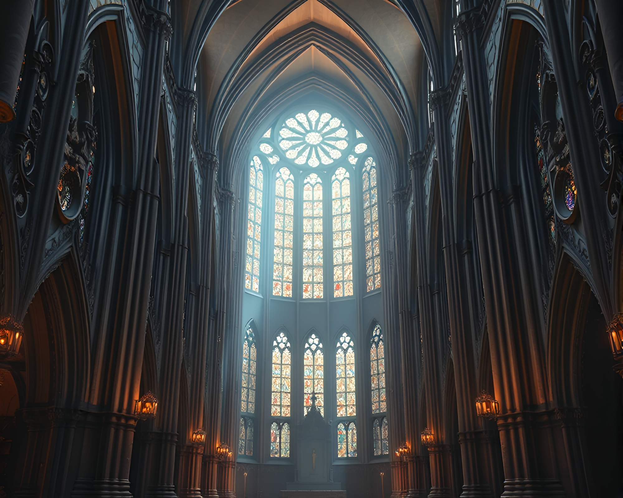 Ethereal Art Deco Infused Gothic Cathedral Interior Design – free AI stock image